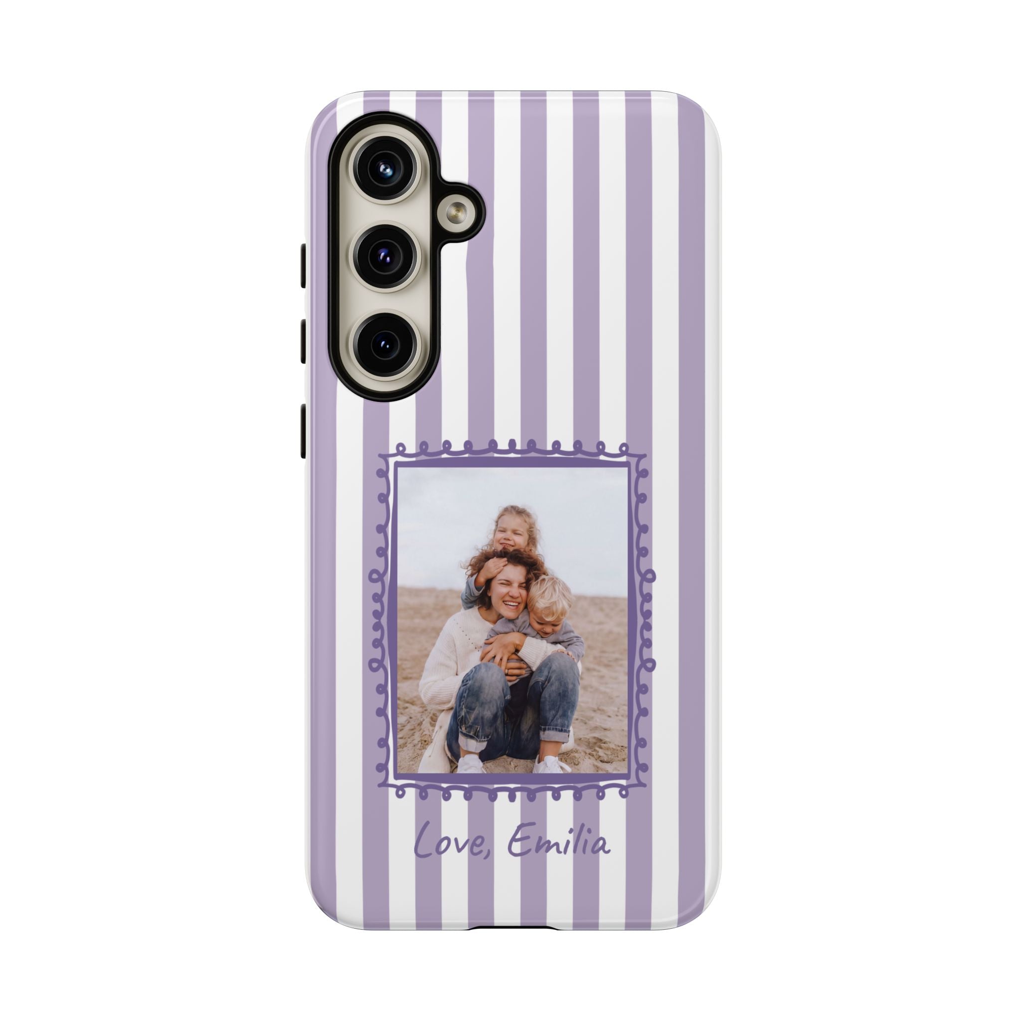 LAVENDER STRIPES PHOTO FRAME – Personalisierte Foto Handyhülle mit Dual-Layer-Schutz