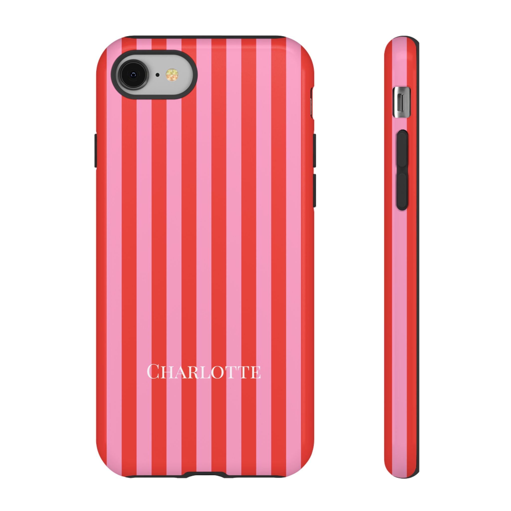 PINK STRIPES – Personalisierte Handyhülle mit Dual-Layer-Schutz