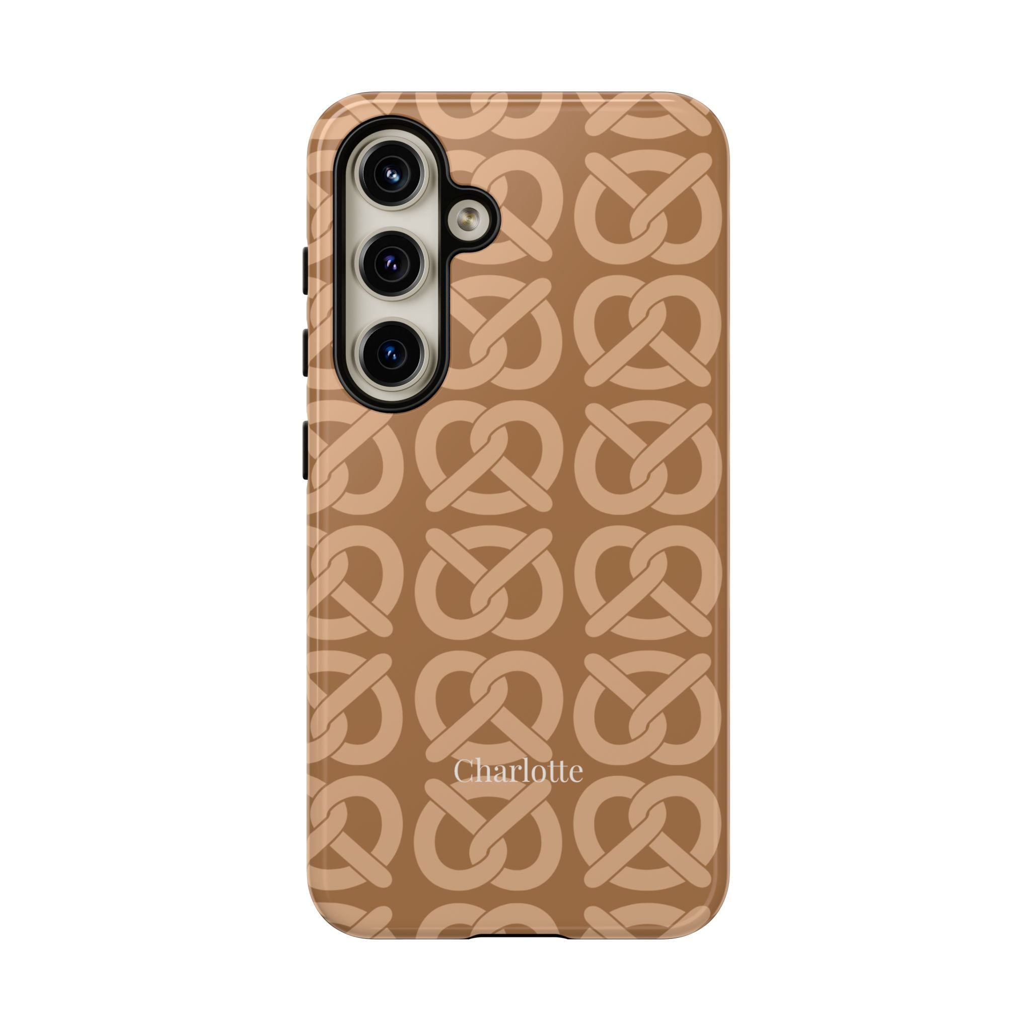 BREZN MONOGRAMM COGNAC – Personalisierte Handyhülle mit Dual-Layer-Schutz