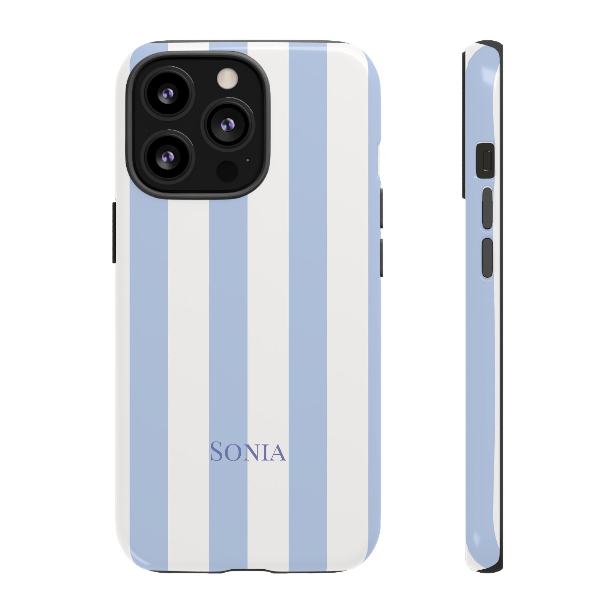 LIGHT BLUE STRIPES – Personalisierte Handyhülle mit Dual-Layer-Schutz