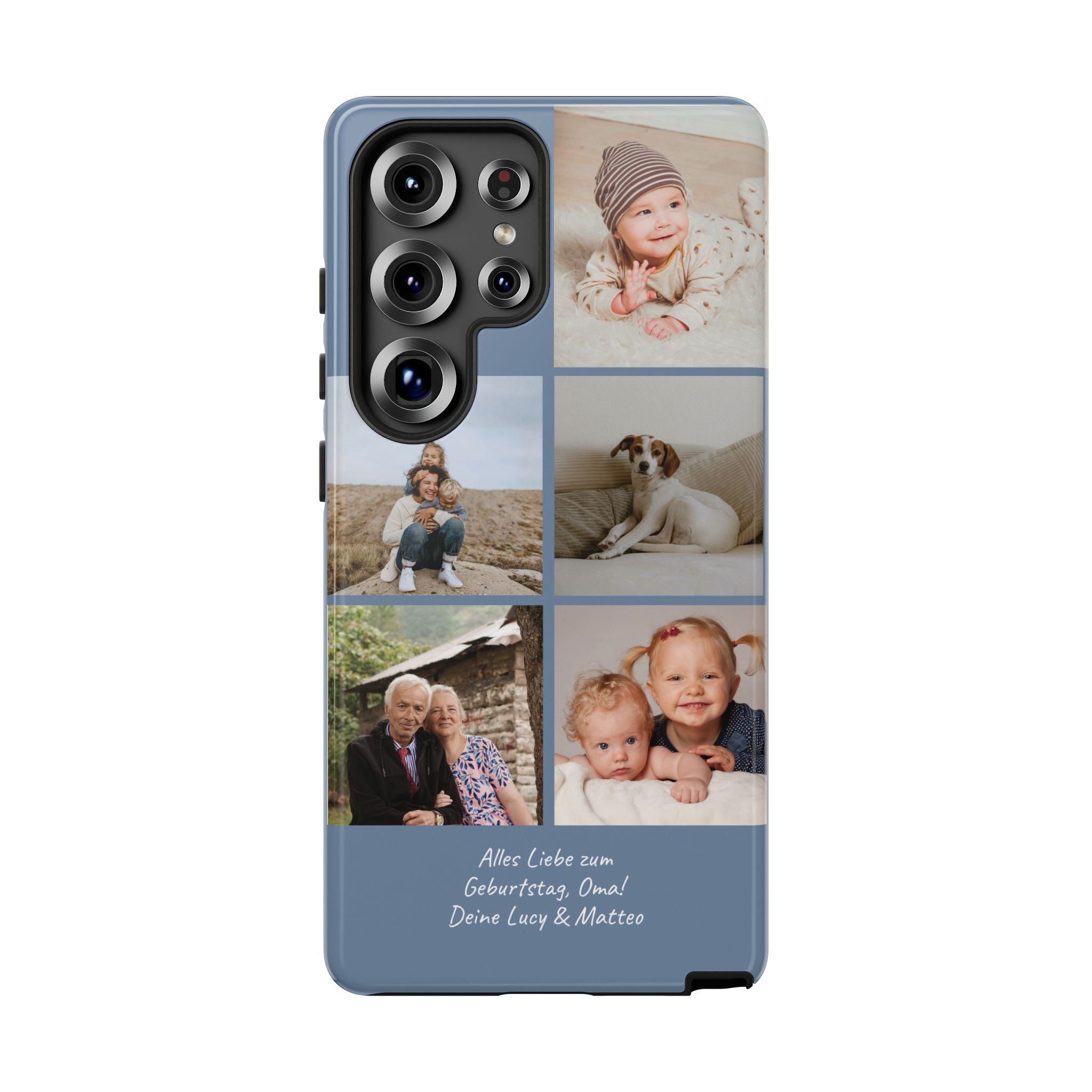DUSTY BLUE COLLAGE – Personalisierte Foto Handyhülle mit Dual-Layer-Schutz