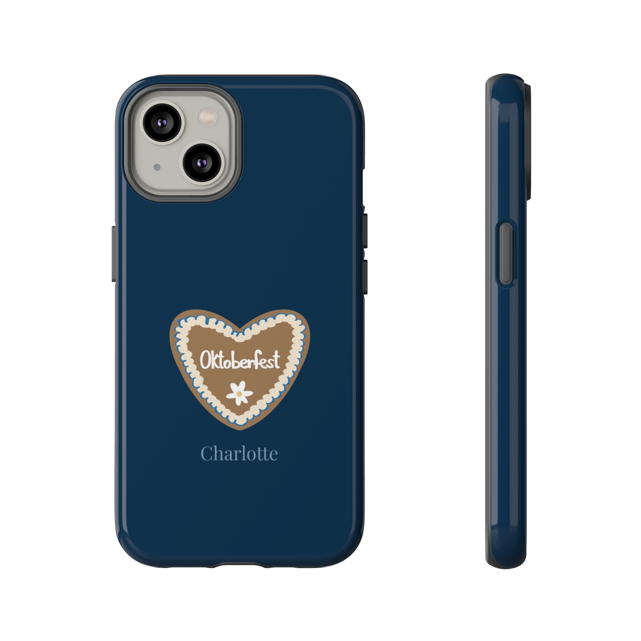 OKTOBERFEST HERZ NACHTBLAU – Personalisierte Handyhülle mit Dual-Layer-Schutz