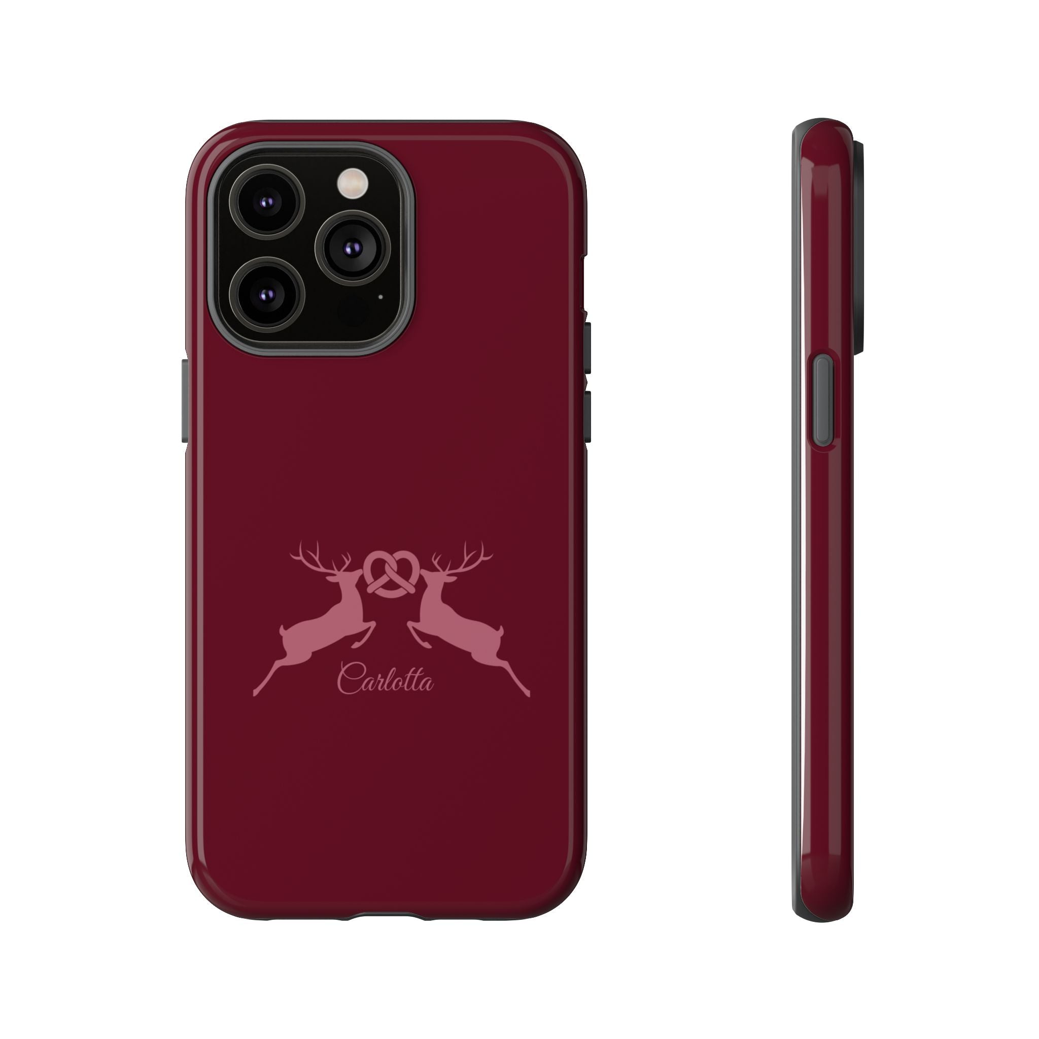 HIRSCH BORDEAUX – Personalisierte Handyhülle mit Dual-Layer-Schutz