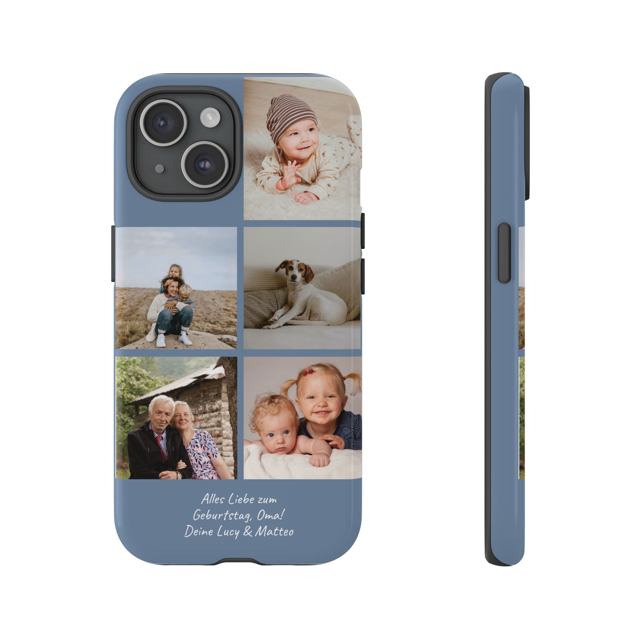 DUSTY BLUE COLLAGE – Personalisierte Foto Handyhülle mit Dual-Layer-Schutz