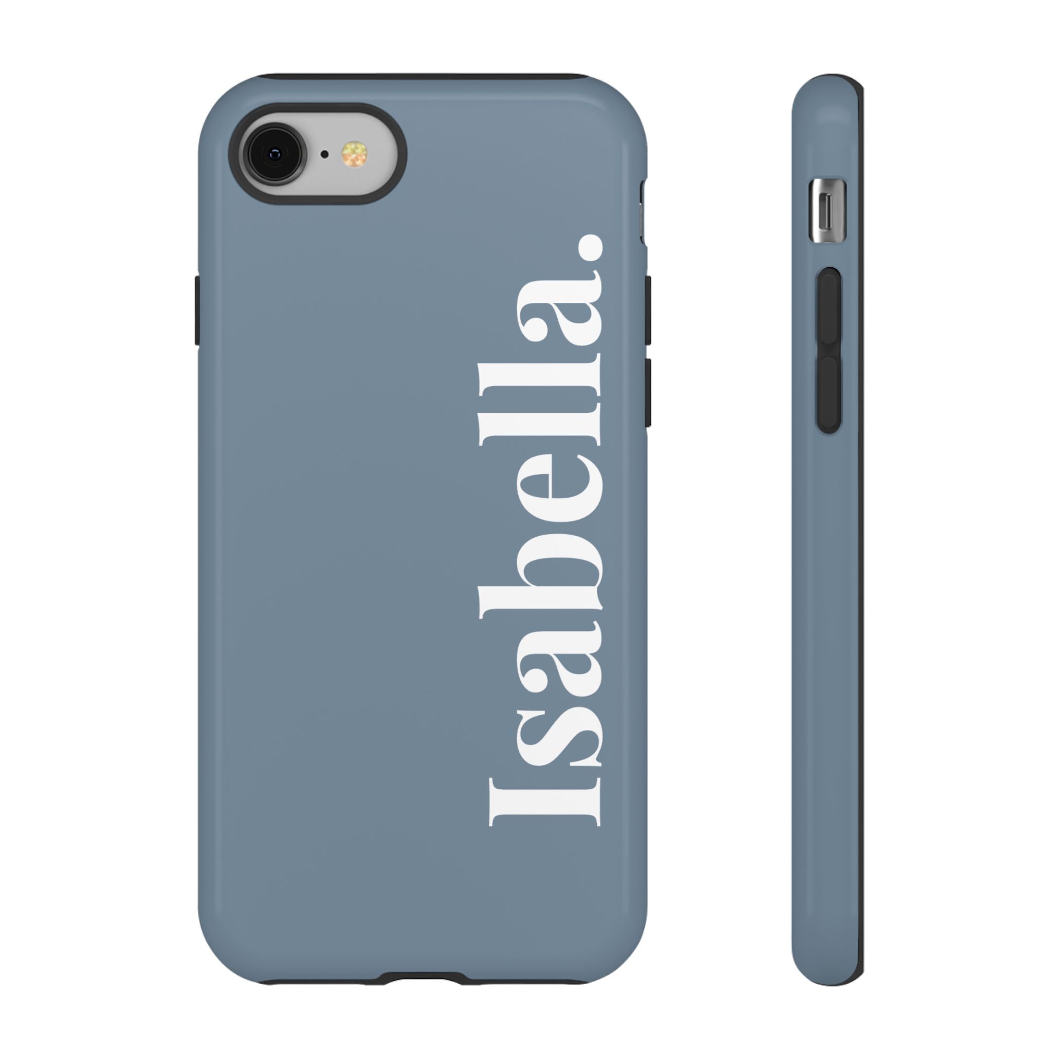 DUSTY BLUE BOLD NAME – Personalisierte Handyhülle mit Dual-Layer-Schutz
