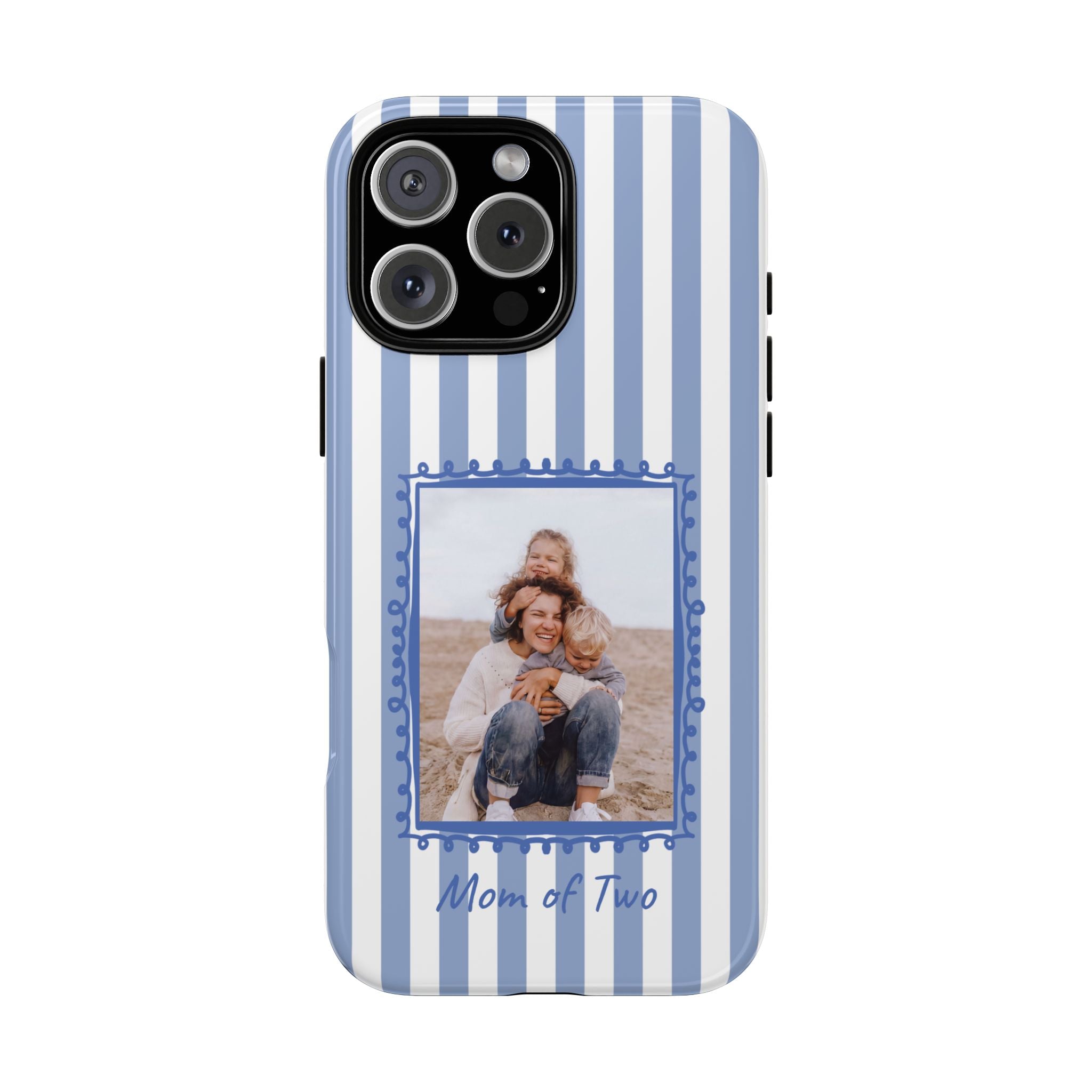 BLUE STRIPES PHOTO FRAME – Personalisierte Foto Handyhülle mit Dual-Layer-Schutz