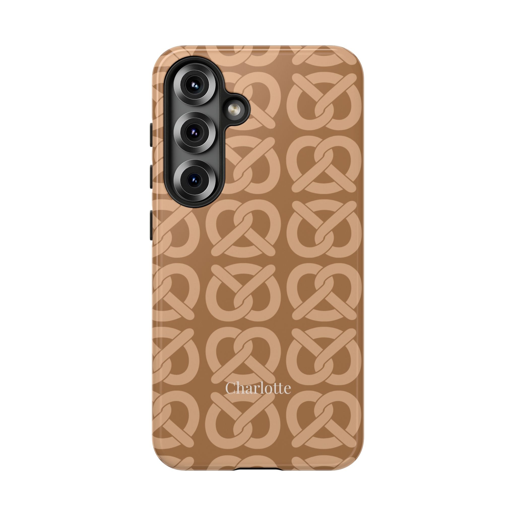 BREZN MONOGRAMM COGNAC – Personalisierte Handyhülle mit Dual-Layer-Schutz