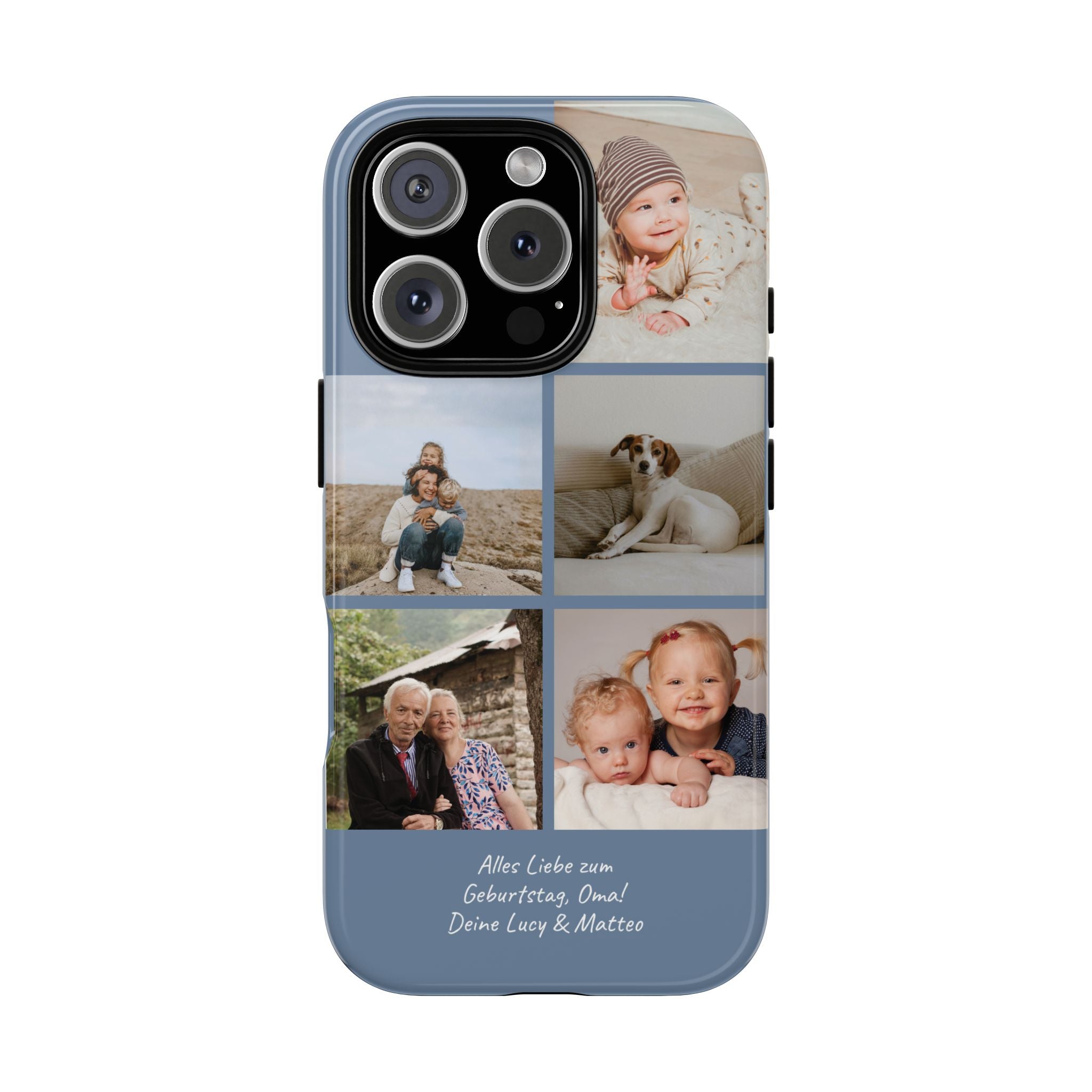 DUSTY BLUE COLLAGE – Personalisierte Foto Handyhülle mit Dual-Layer-Schutz