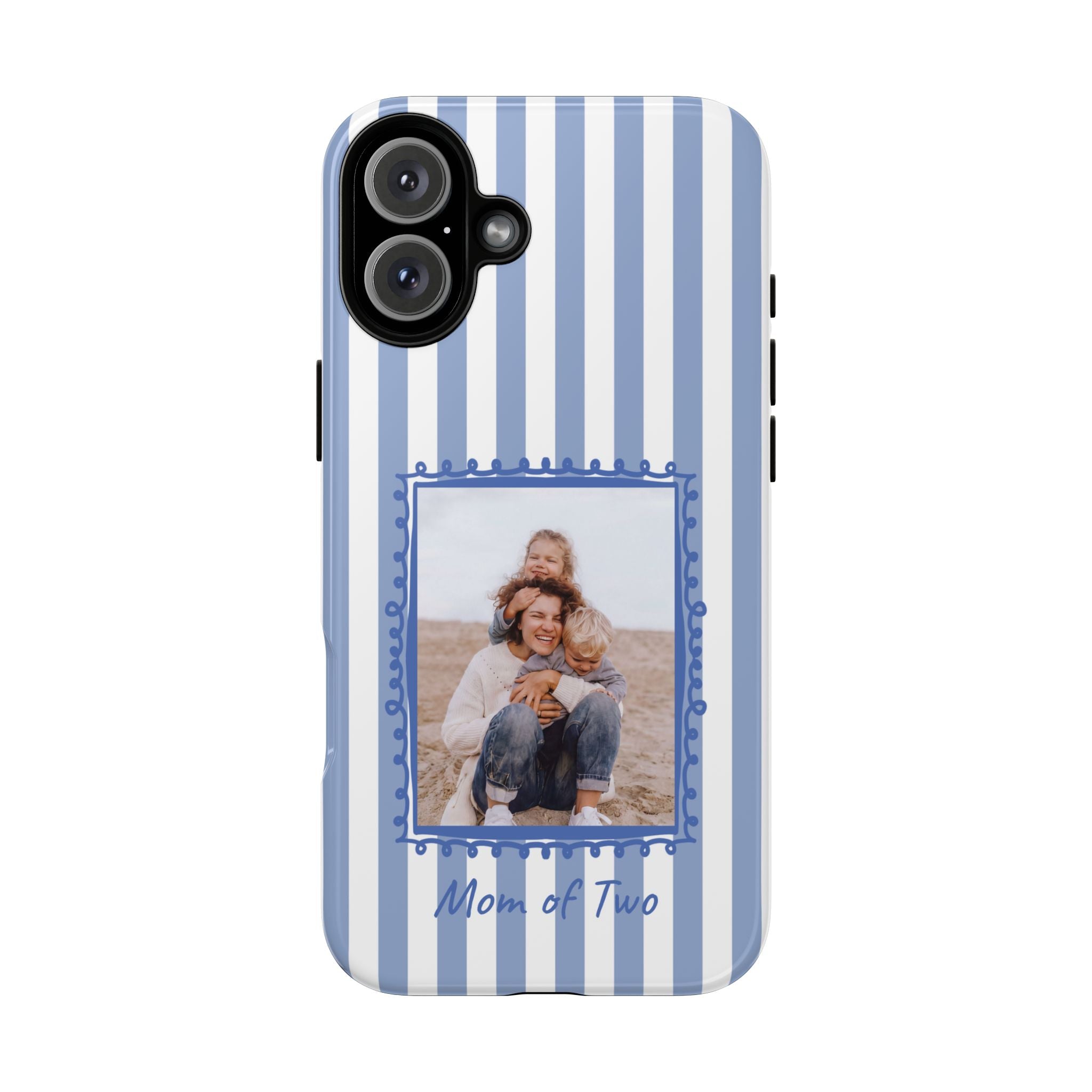 BLUE STRIPES PHOTO FRAME – Personalisierte Foto Handyhülle mit Dual-Layer-Schutz