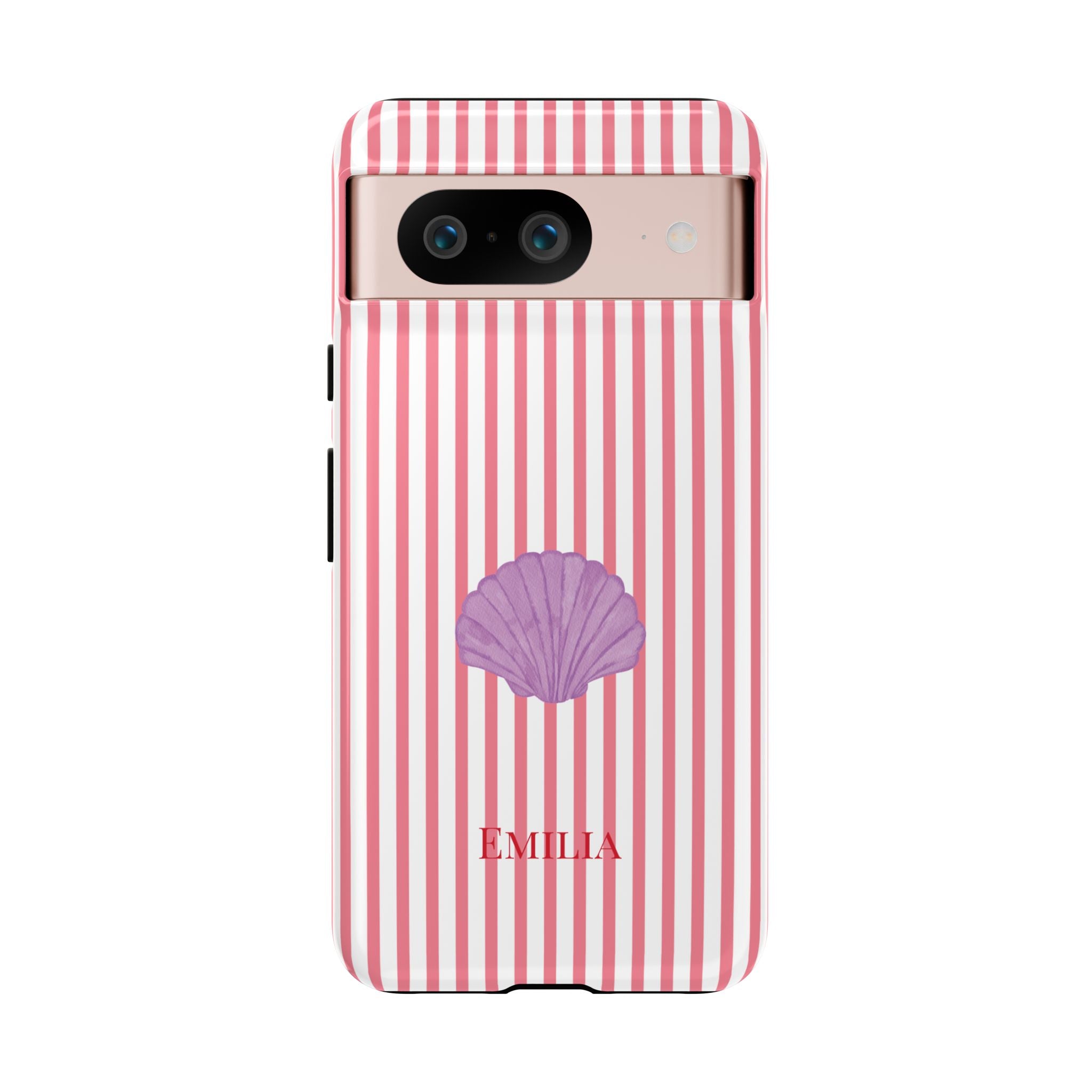 SHELL PINK STRIPES – Personalisierte Handyhülle mit Dual-Layer-Schutz