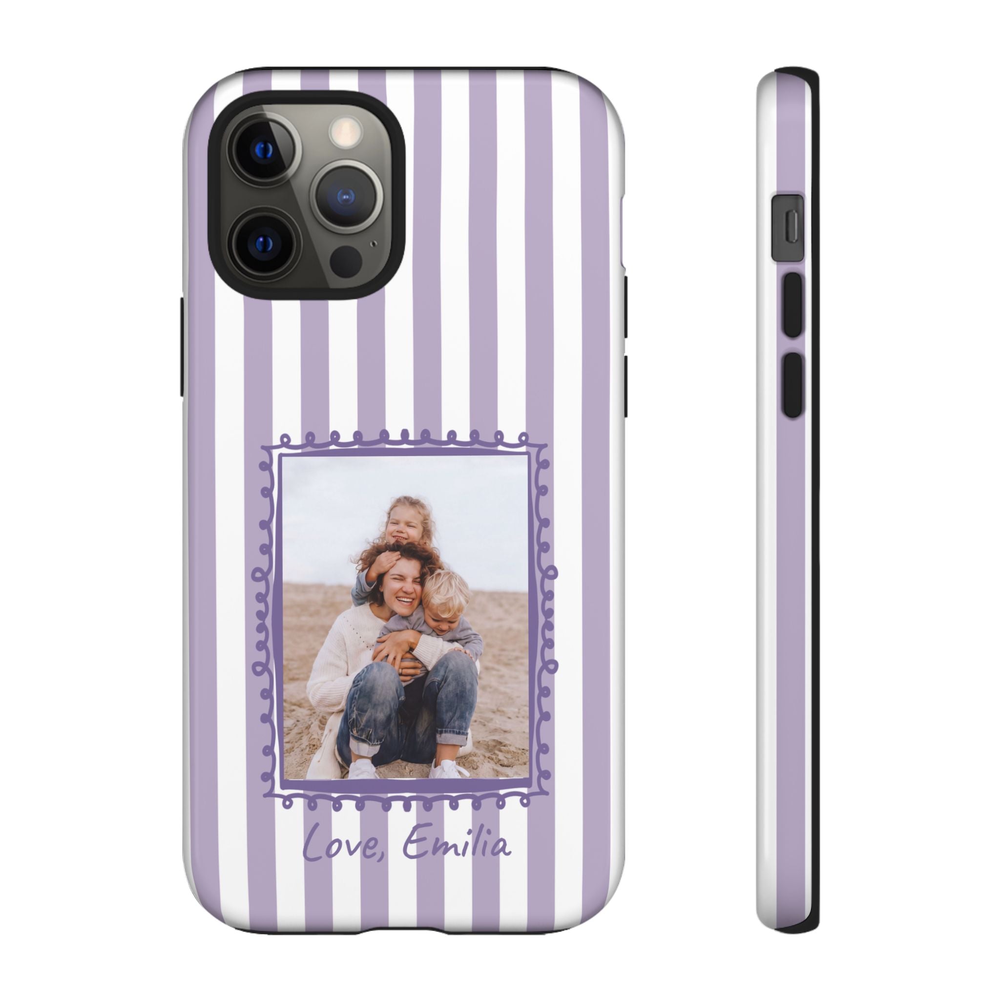 LAVENDER STRIPES PHOTO FRAME – Personalisierte Foto Handyhülle mit Dual-Layer-Schutz