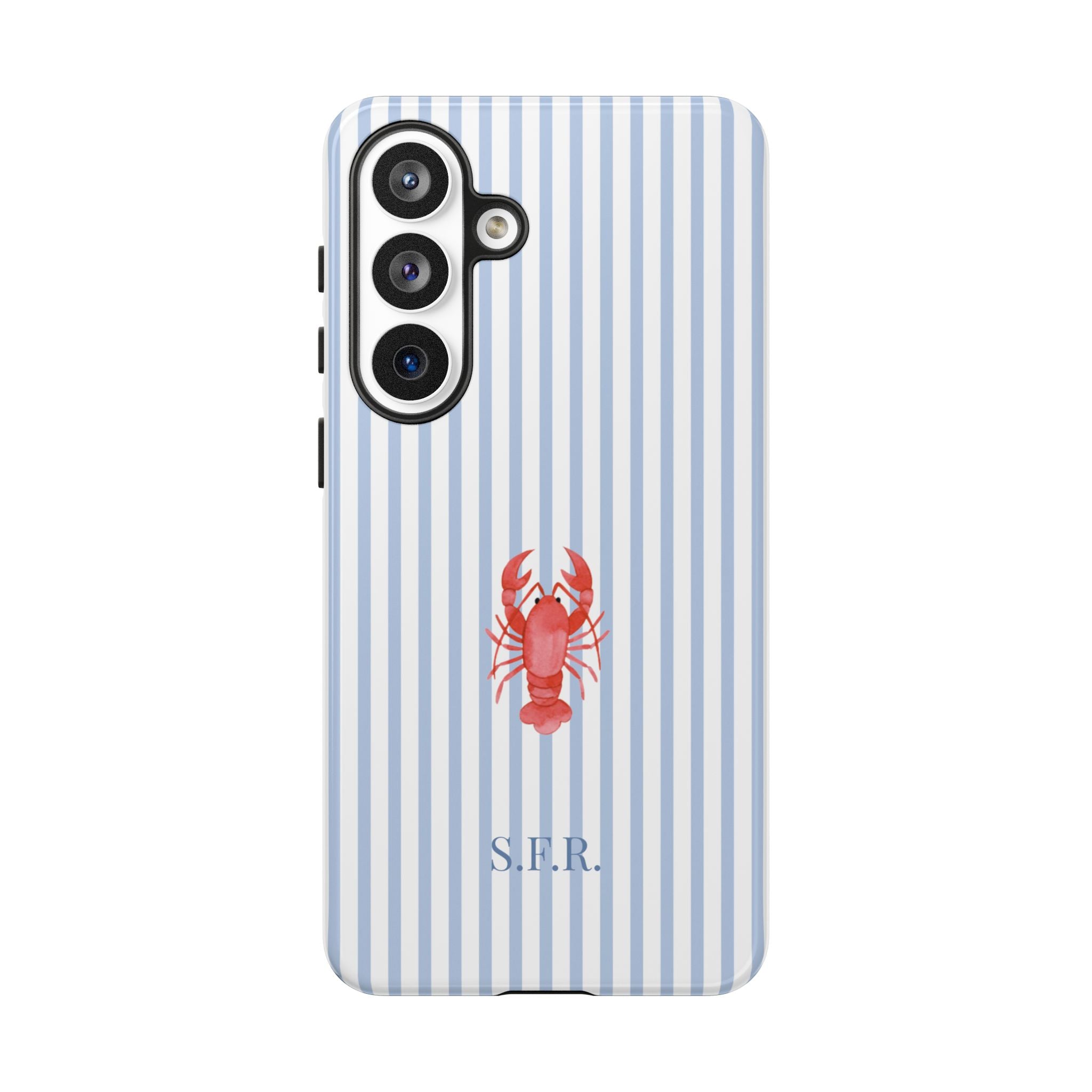 LOBSTER LIGHT BLUE STRIPES – Personalisierte Handyhülle mit Dual-Layer-Schutz