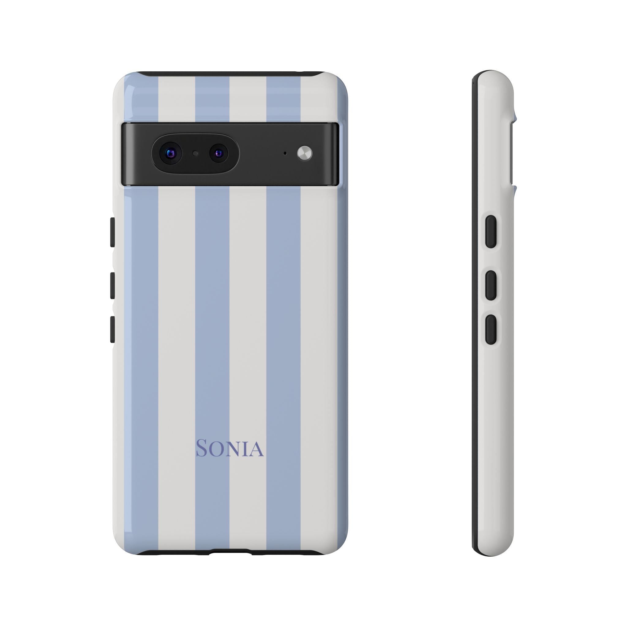 LIGHT BLUE STRIPES – Personalisierte Handyhülle mit Dual-Layer-Schutz