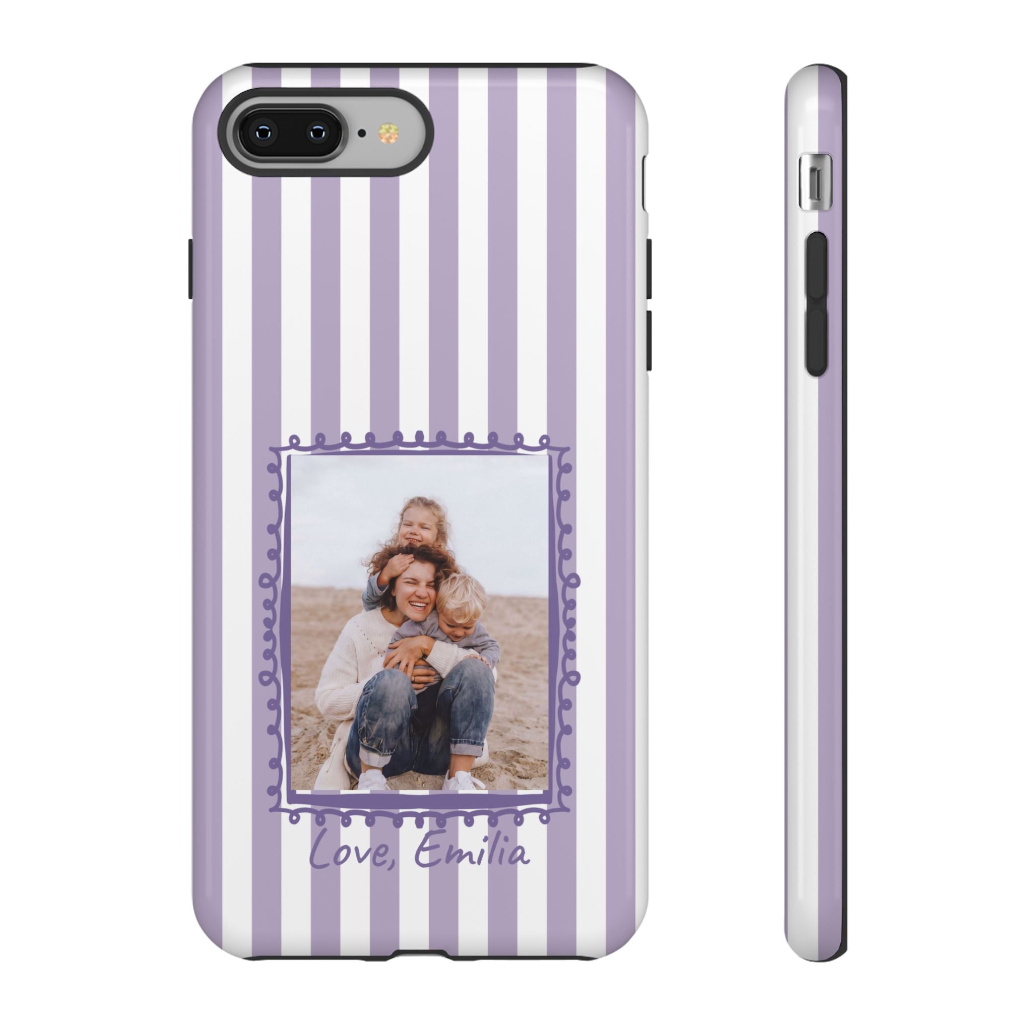 LAVENDER STRIPES PHOTO FRAME – Personalisierte Foto Handyhülle mit Dual-Layer-Schutz