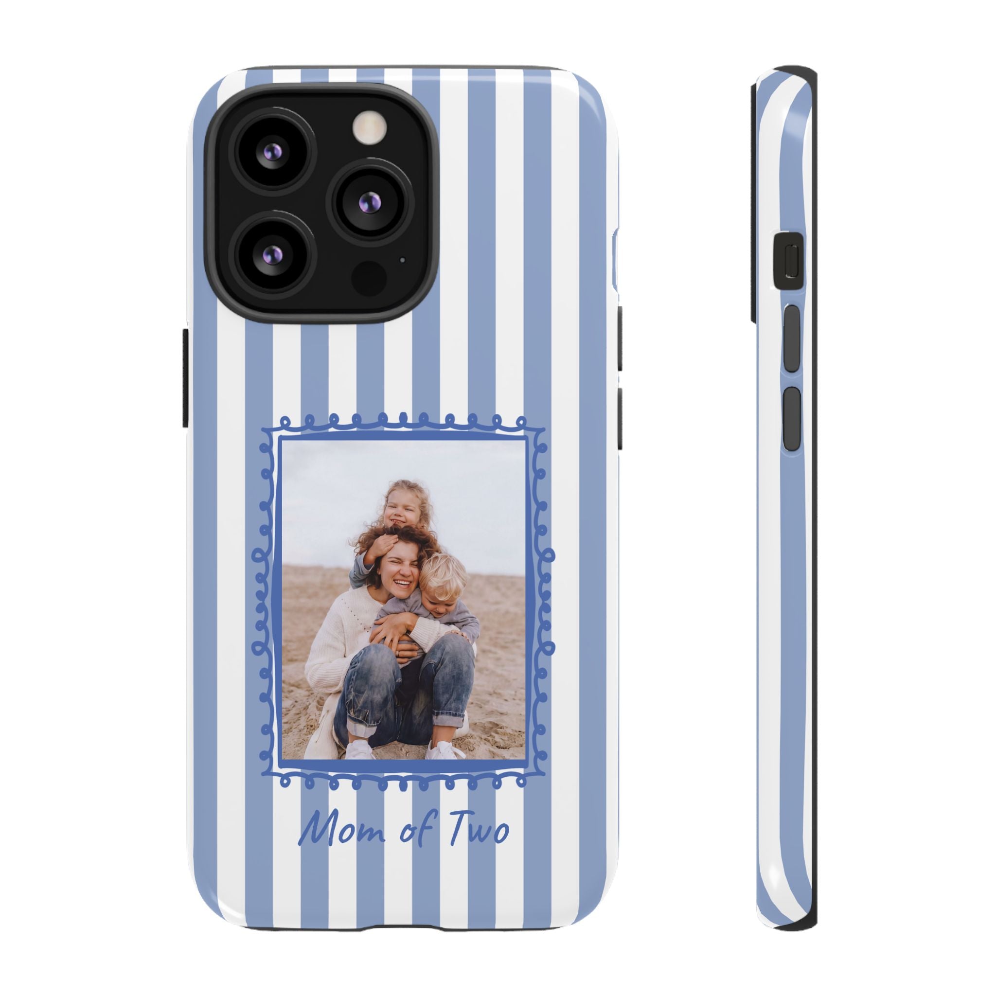BLUE STRIPES PHOTO FRAME – Personalisierte Foto Handyhülle mit Dual-Layer-Schutz