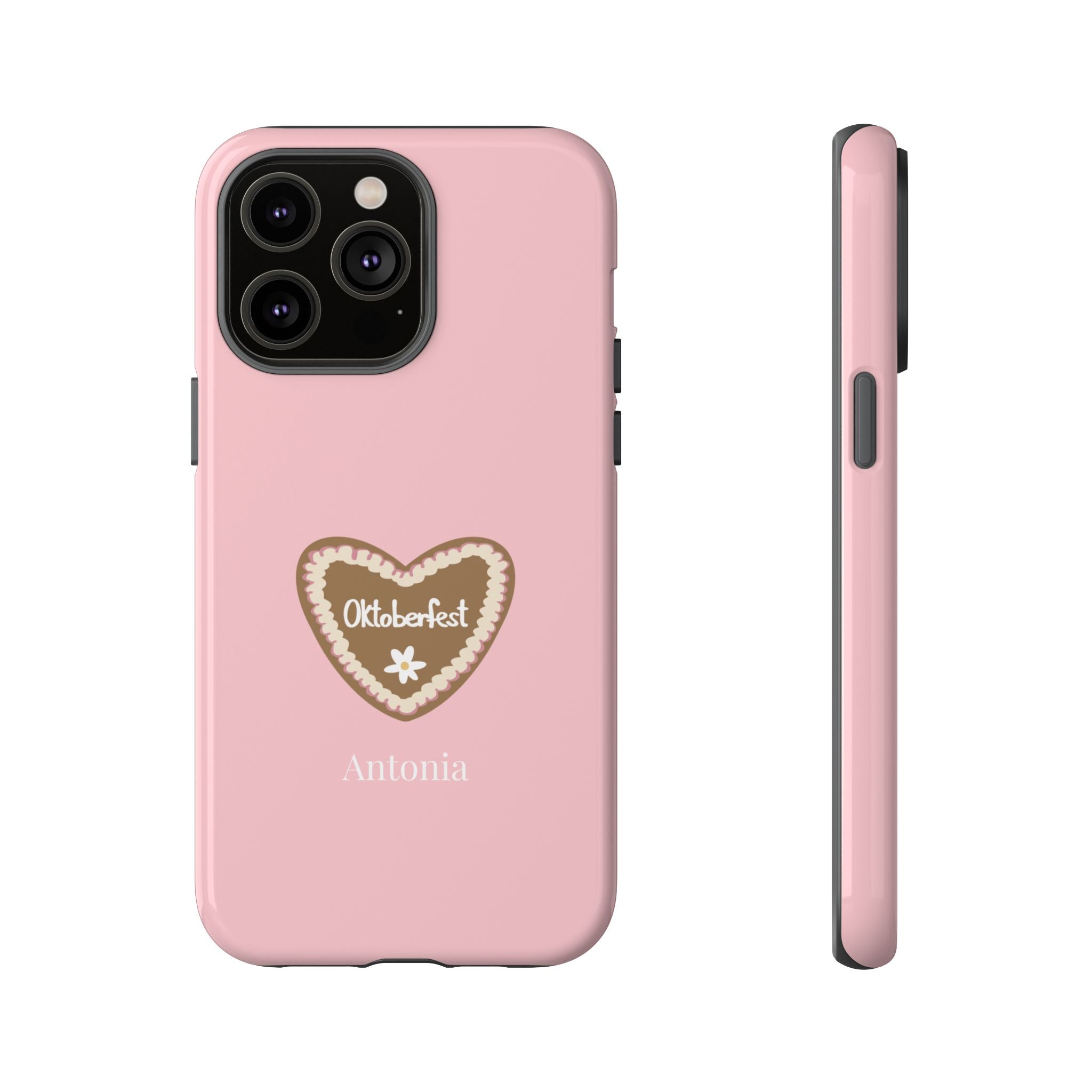 OKTOBERFEST HERZ ROSE – Personalisierte Handyhülle mit Dual-Layer-Schutz