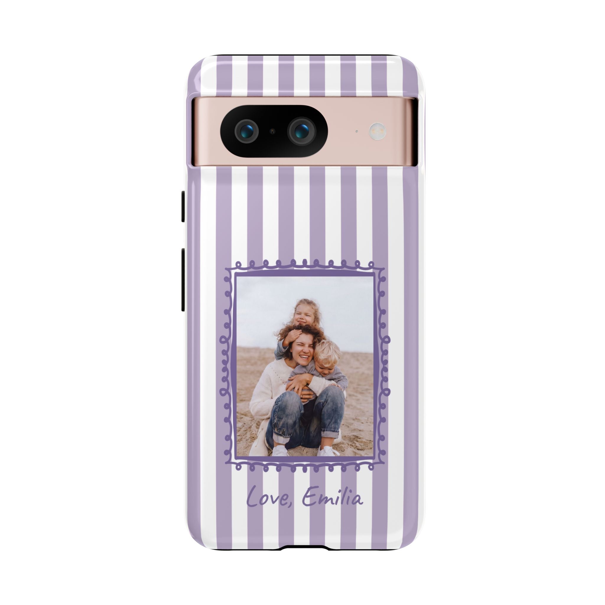 LAVENDER STRIPES PHOTO FRAME – Personalisierte Foto Handyhülle mit Dual-Layer-Schutz
