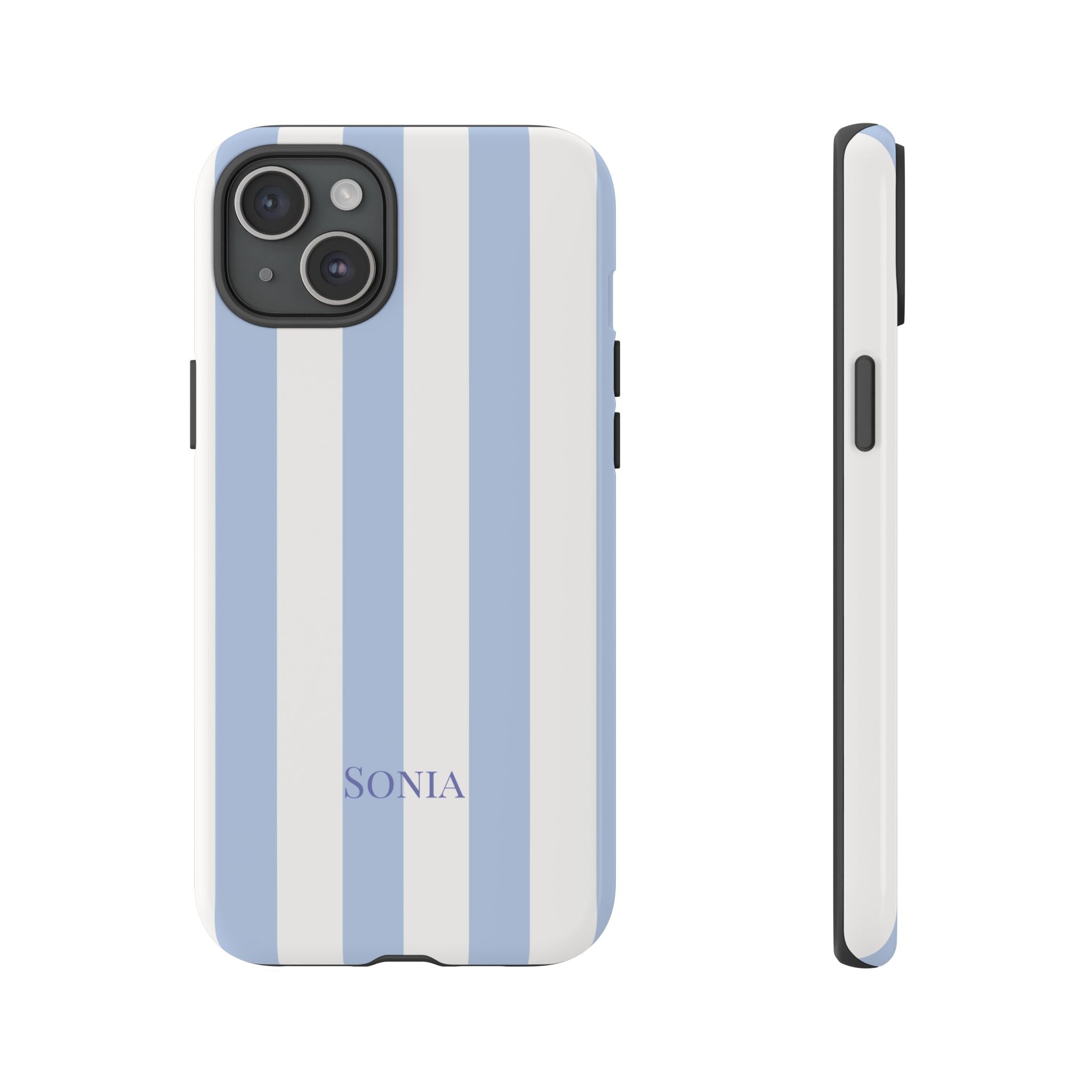 LIGHT BLUE STRIPES – Personalisierte Handyhülle mit Dual-Layer-Schutz