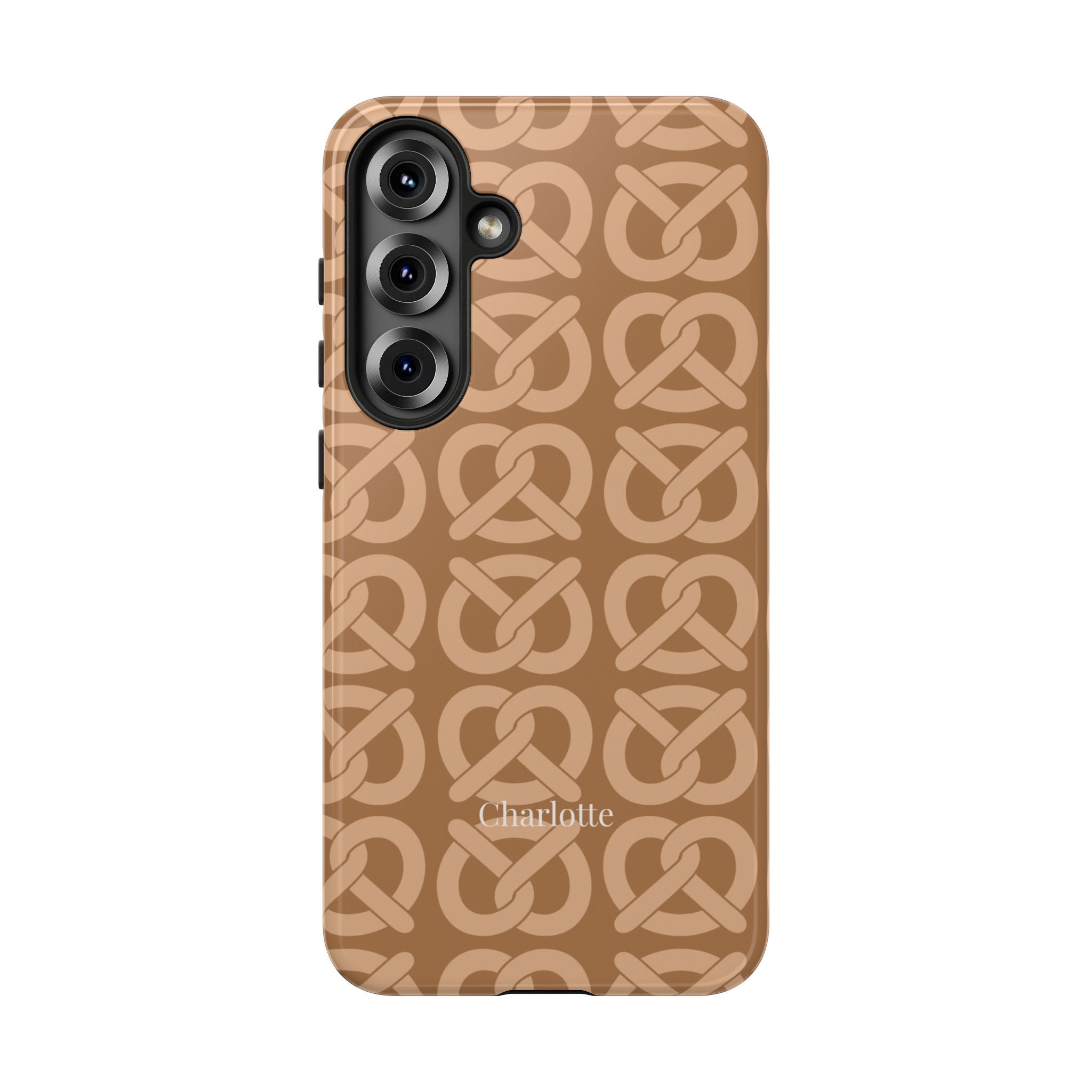 BREZN MONOGRAMM COGNAC – Personalisierte Handyhülle mit Dual-Layer-Schutz