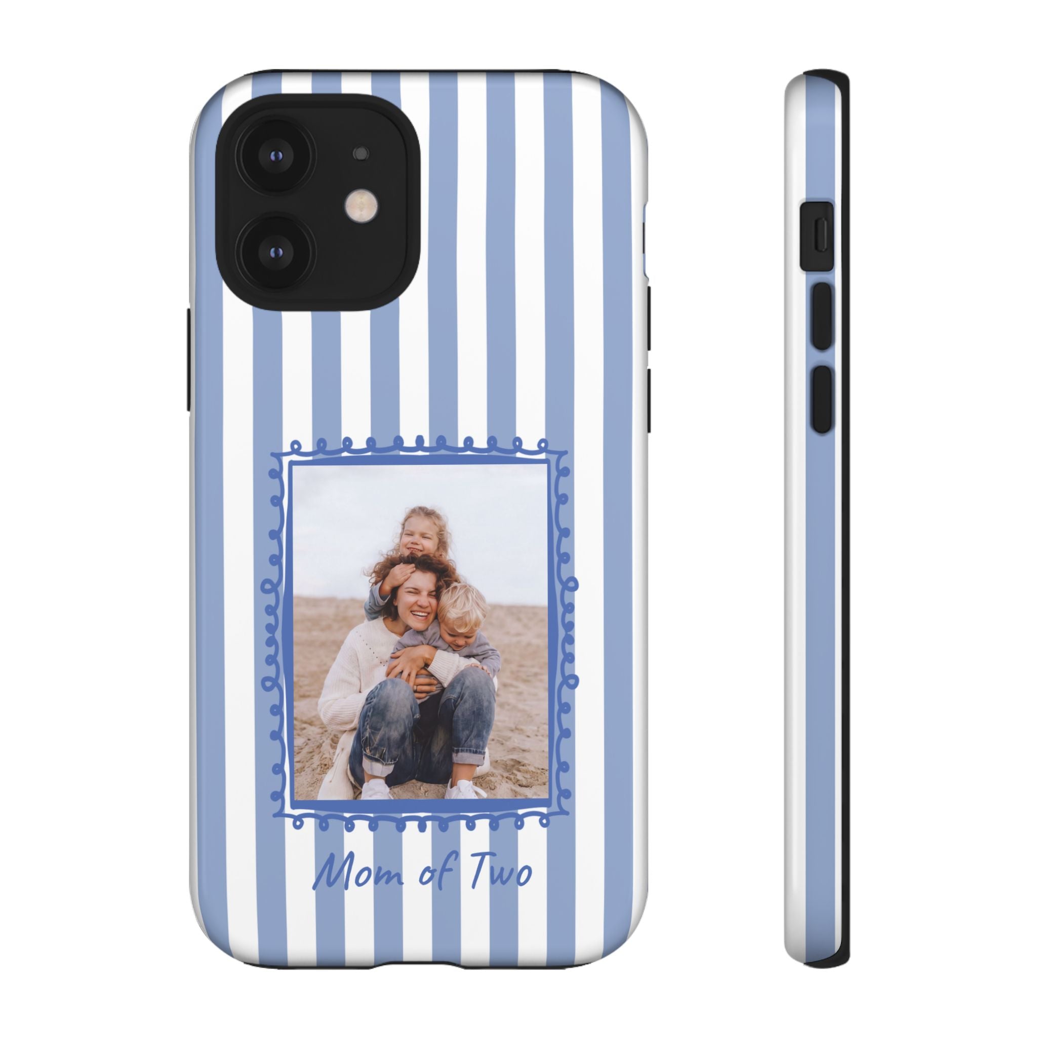 BLUE STRIPES PHOTO FRAME – Personalisierte Foto Handyhülle mit Dual-Layer-Schutz
