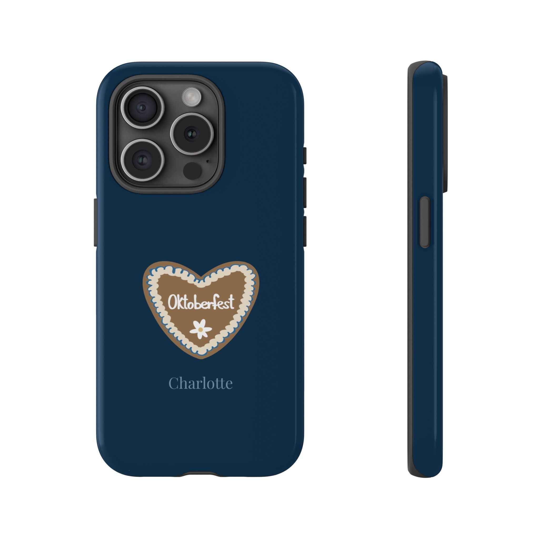 OKTOBERFEST HERZ NACHTBLAU – Personalisierte Handyhülle mit Dual-Layer-Schutz
