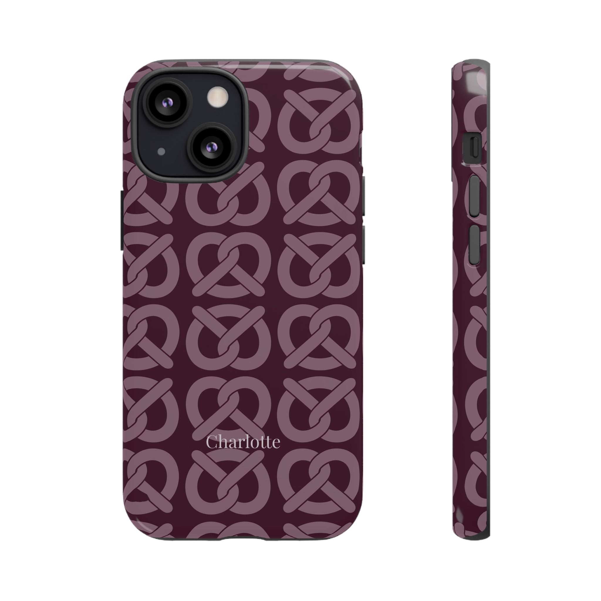 BREZN MONOGRAMM AUBERGINE – Personalisierte Handyhülle mit Dual-Layer-Schutz