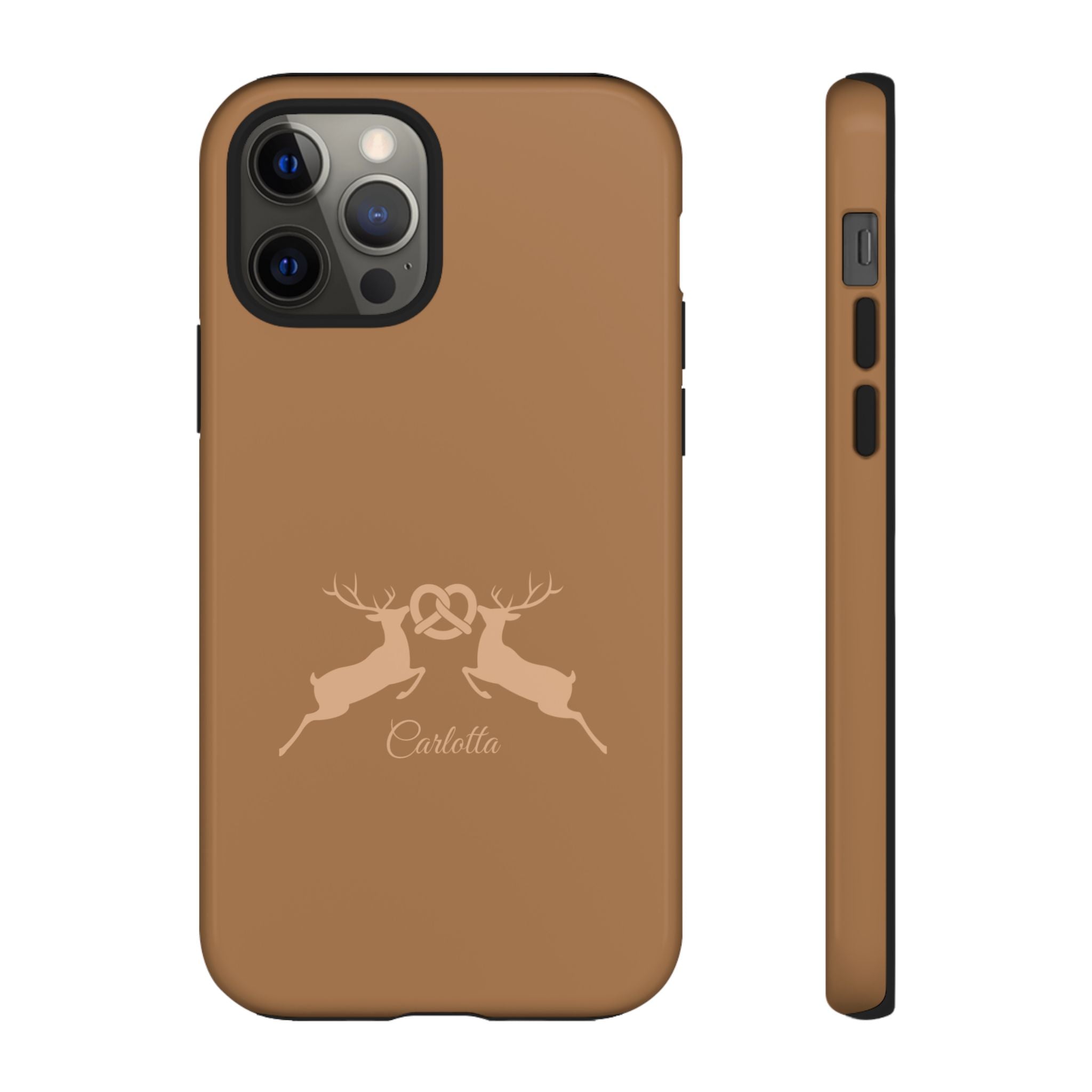 HIRSCH COGNAC– Personalisierte Handyhülle mit Dual-Layer-Schutz