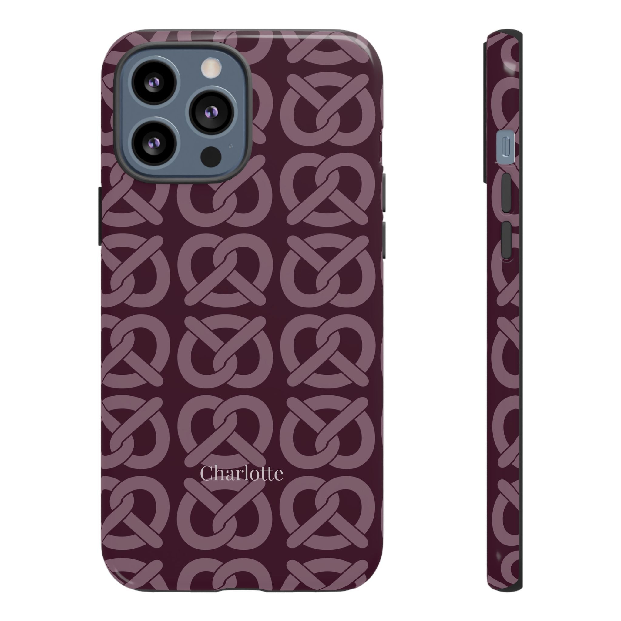 BREZN MONOGRAMM AUBERGINE – Personalisierte Handyhülle mit Dual-Layer-Schutz