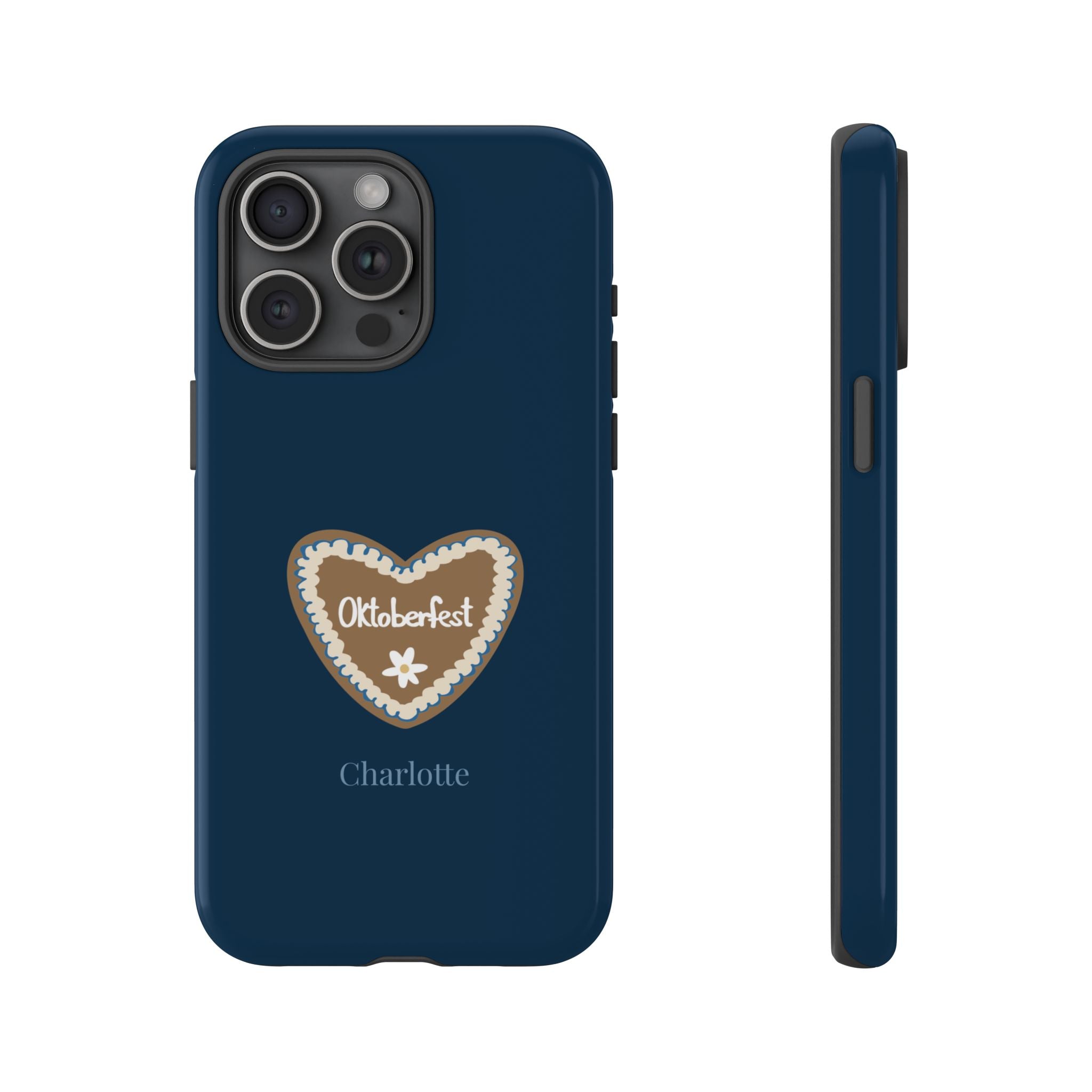 OKTOBERFEST HERZ NACHTBLAU – Personalisierte Handyhülle mit Dual-Layer-Schutz