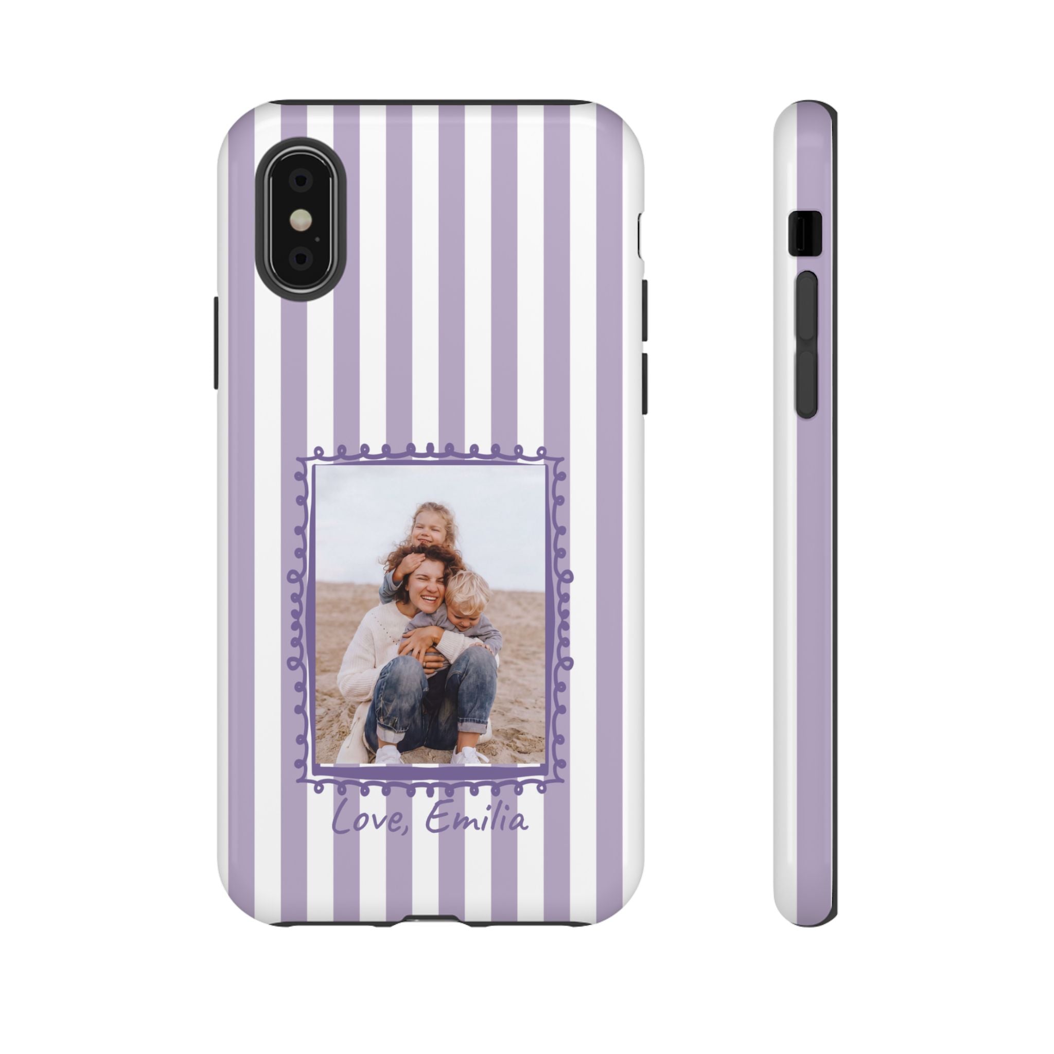 LAVENDER STRIPES PHOTO FRAME – Personalisierte Foto Handyhülle mit Dual-Layer-Schutz