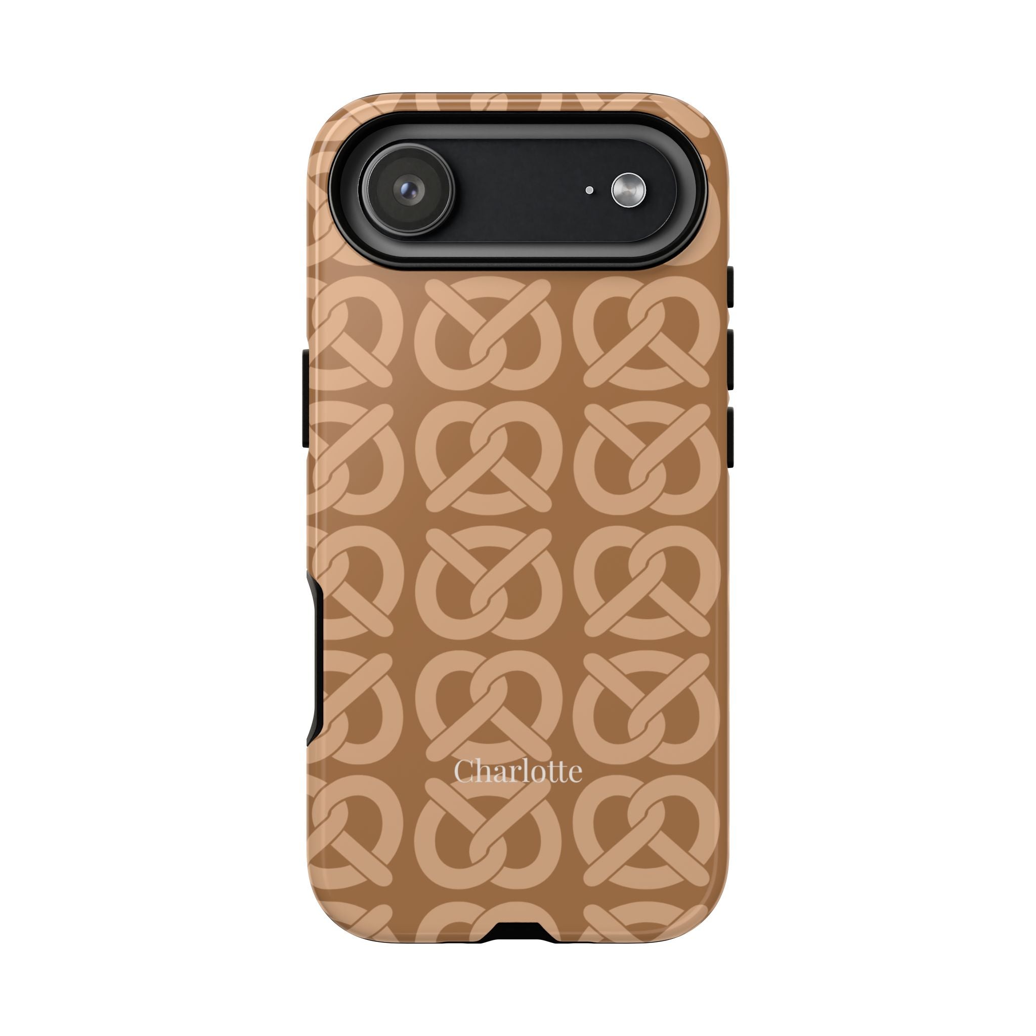 BREZN MONOGRAMM COGNAC – Personalisierte Handyhülle mit Dual-Layer-Schutz