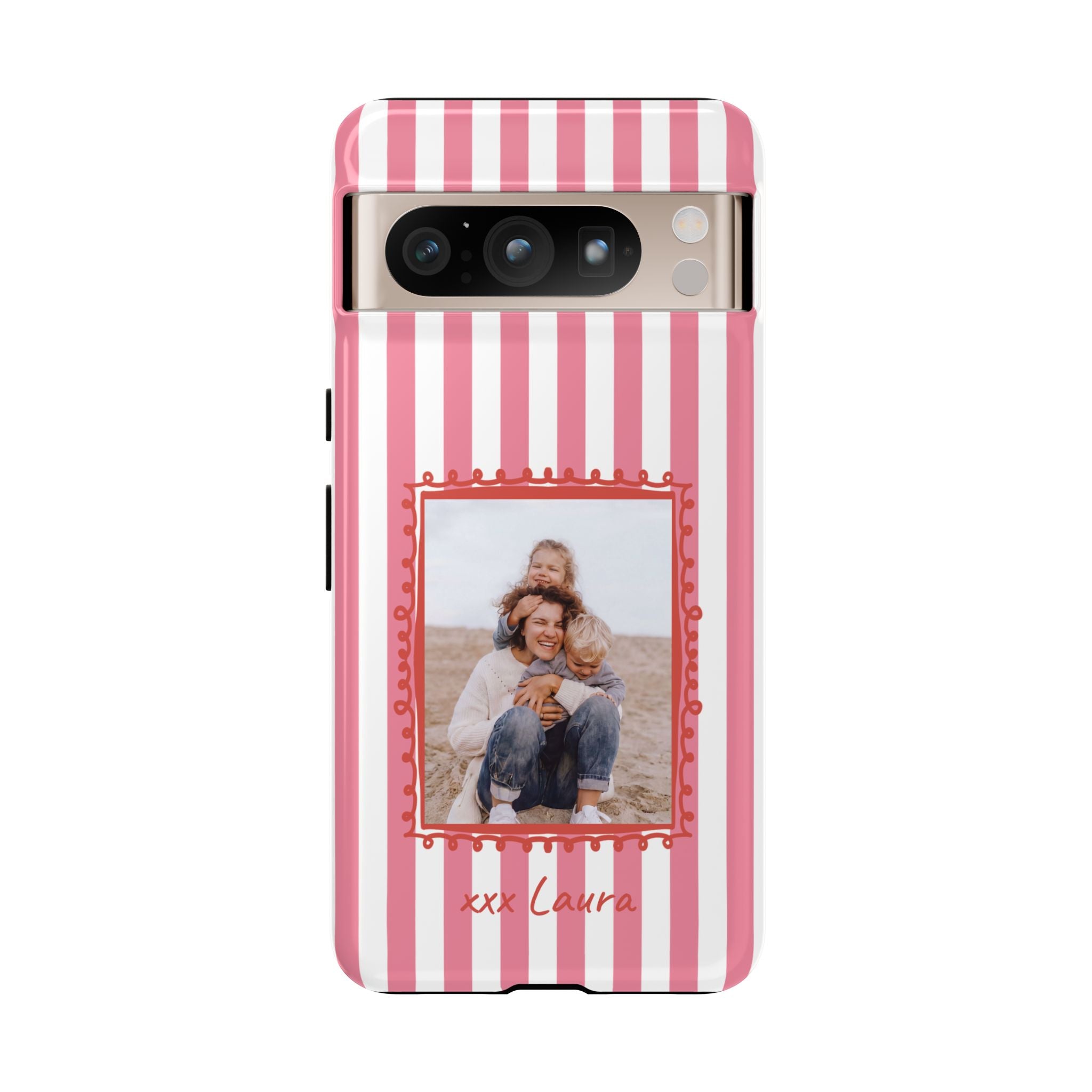 PINK STRIPES PHOTO FRAME – Personalisierte Foto Handyhülle mit Dual-Layer-Schutz