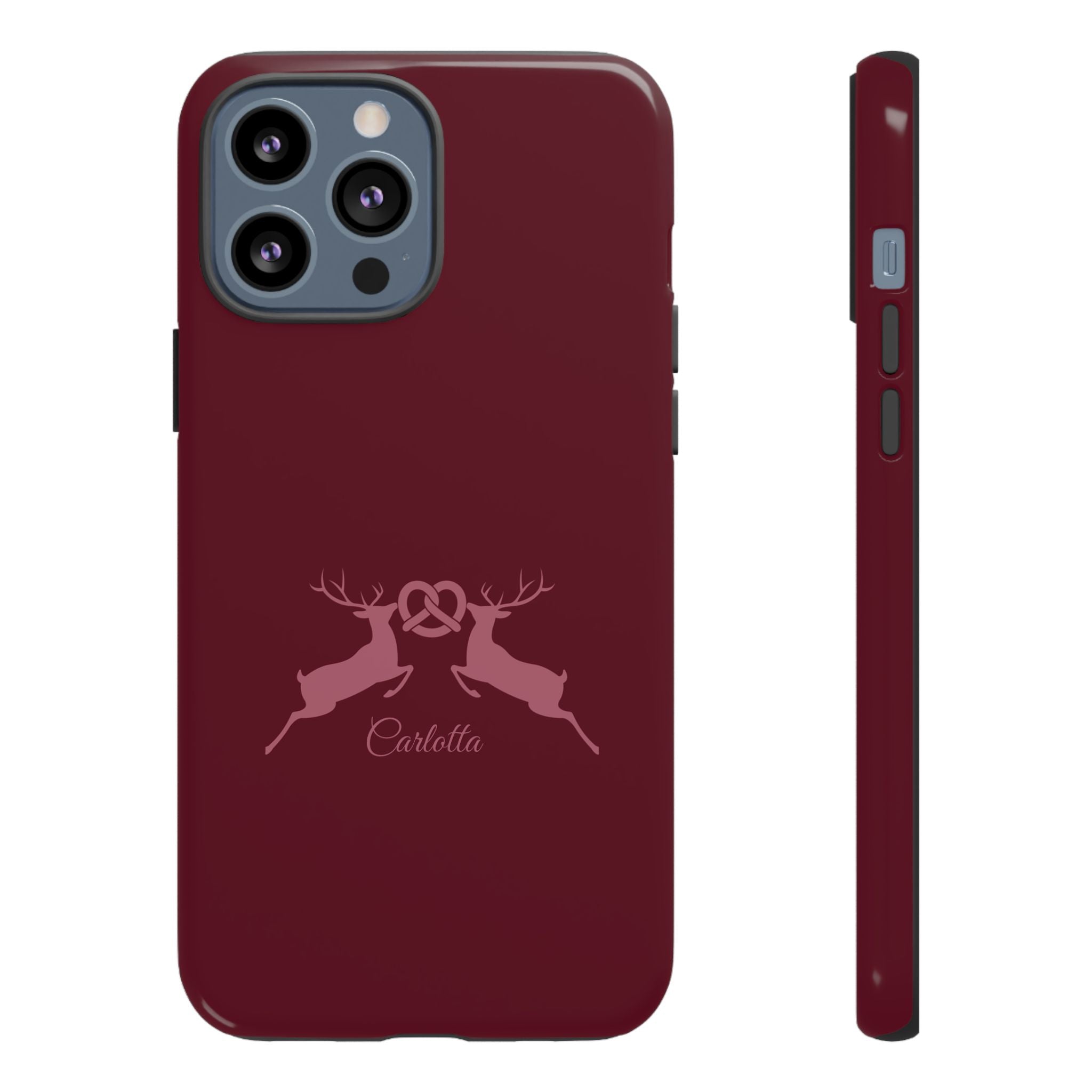 HIRSCH BORDEAUX – Personalisierte Handyhülle mit Dual-Layer-Schutz