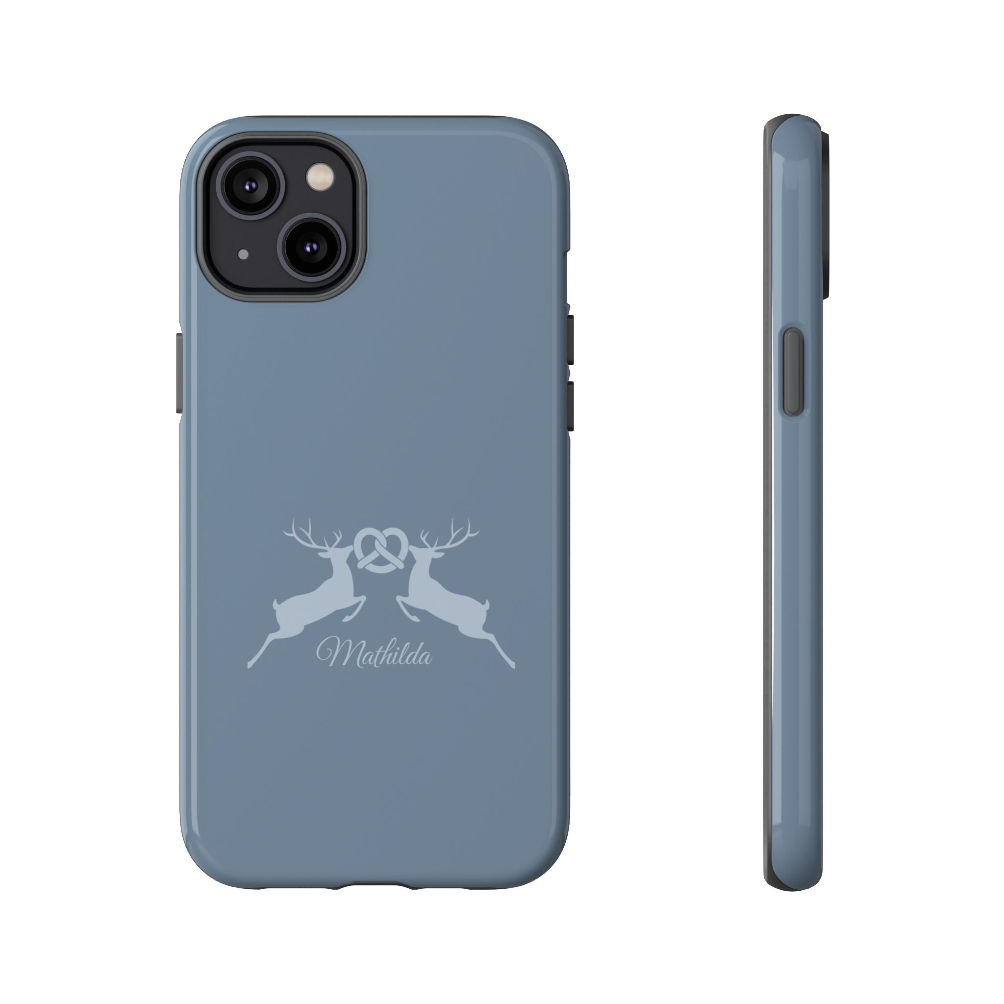 HIRSCH TAUBENBLAU – Personalisierte Handyhülle mit Dual-Layer-Schutz