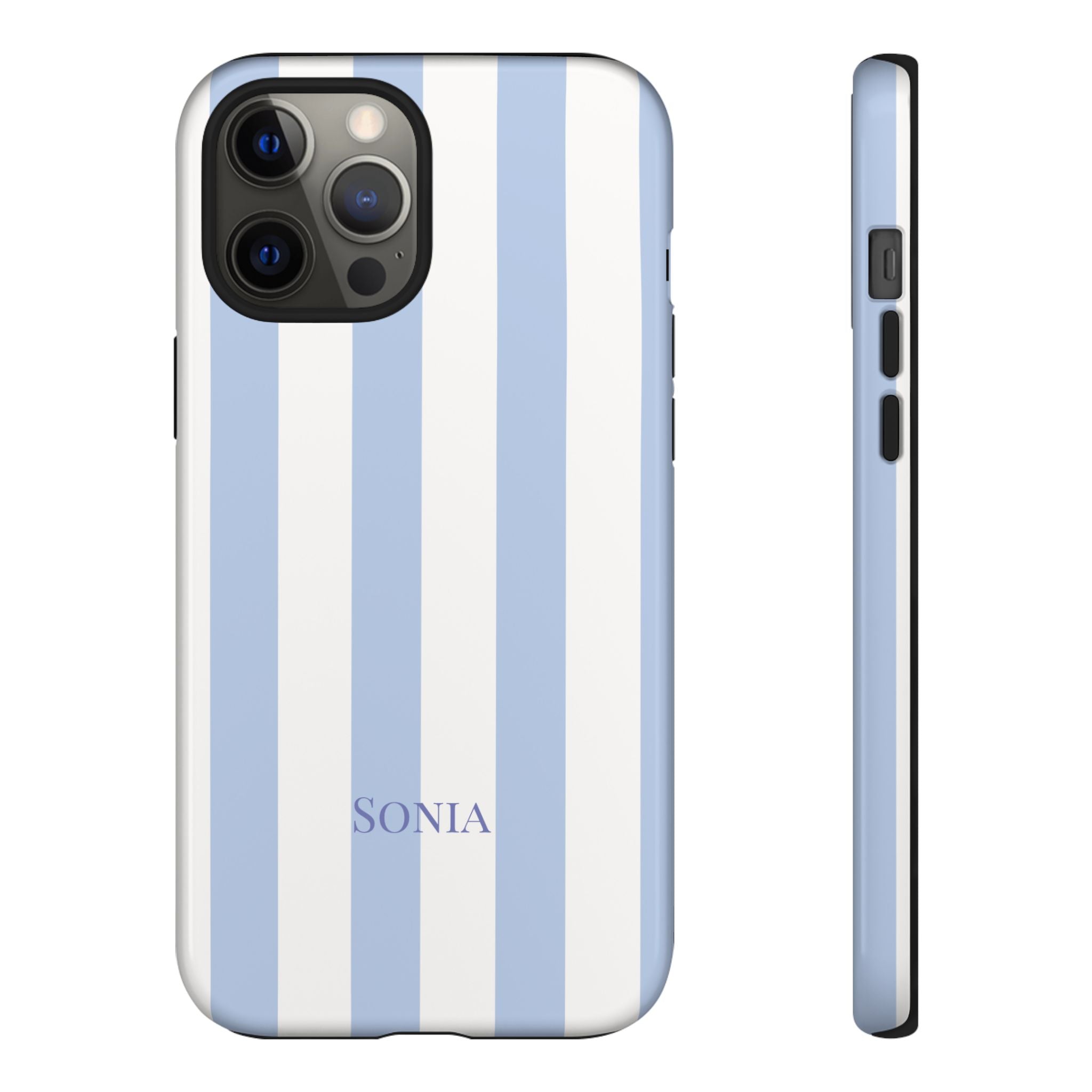 LIGHT BLUE STRIPES – Personalisierte Handyhülle mit Dual-Layer-Schutz