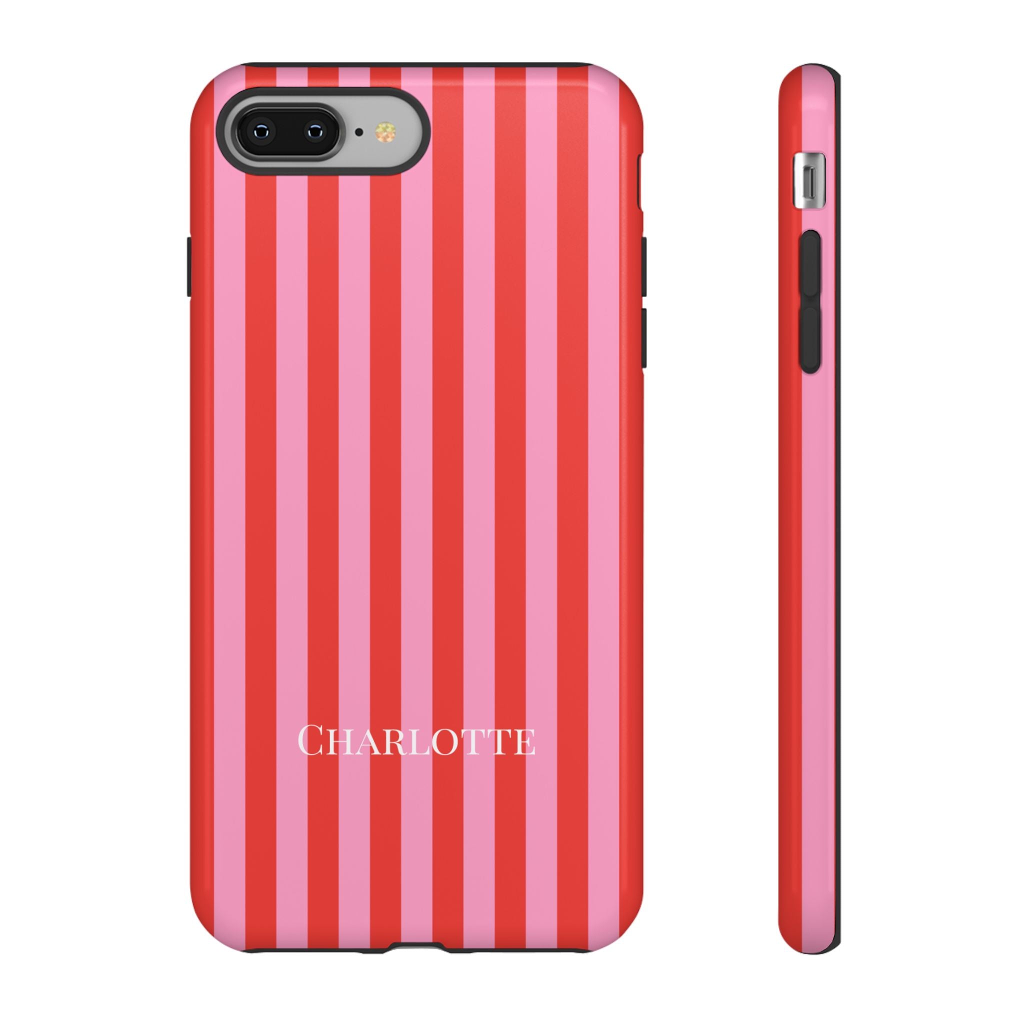 PINK STRIPES – Personalisierte Handyhülle mit Dual-Layer-Schutz