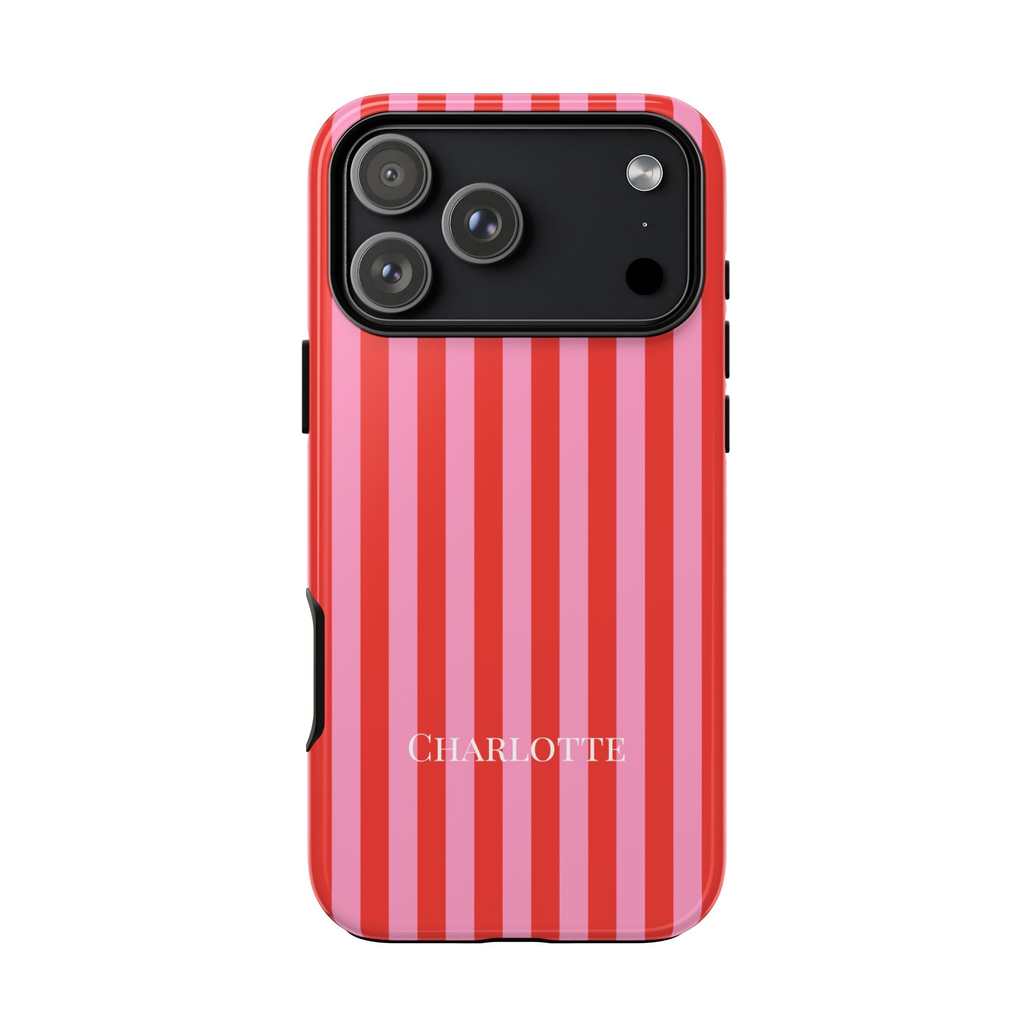 PINK STRIPES – Personalisierte Handyhülle mit Dual-Layer-Schutz