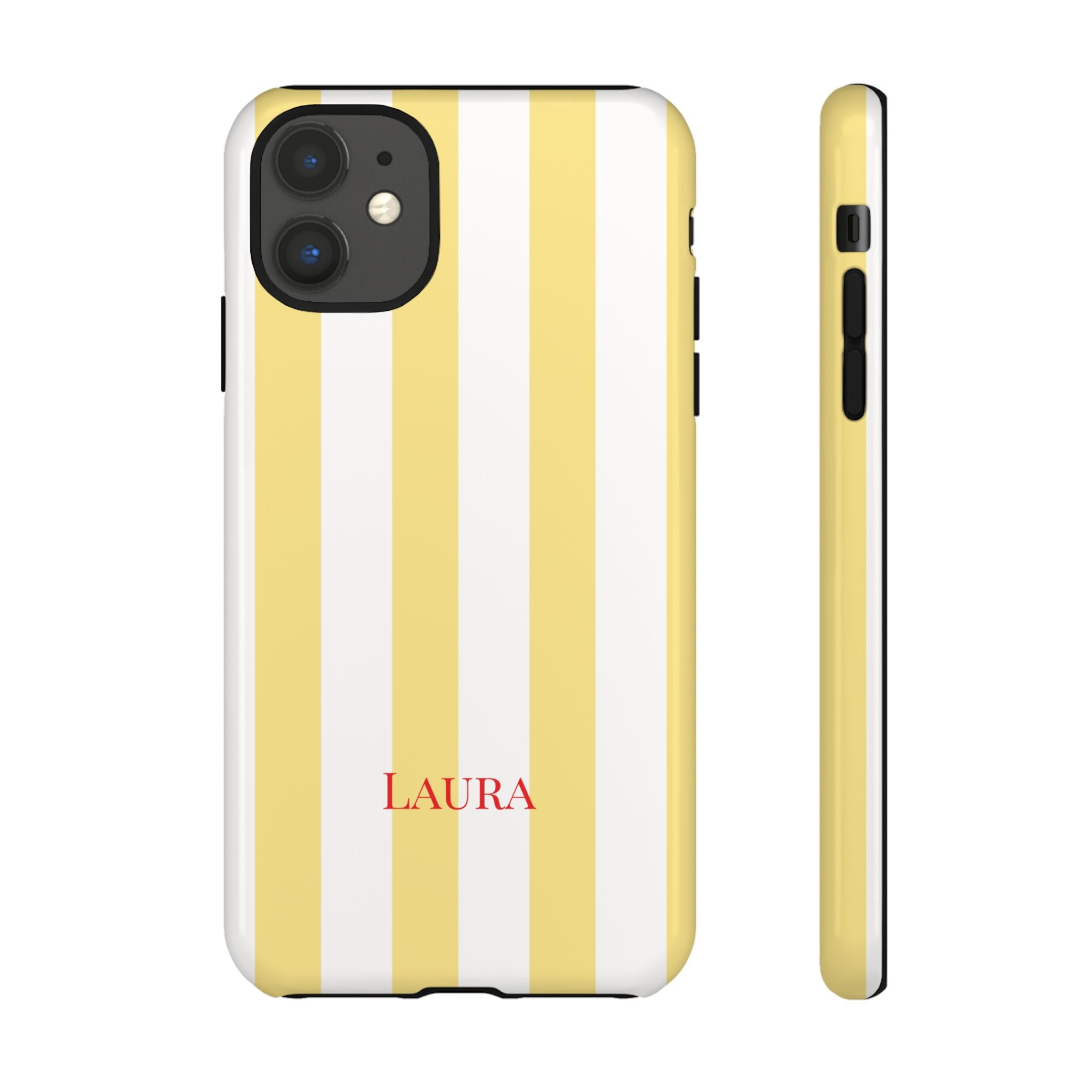 YELLOW STRIPES – Personalisierte Handyhülle mit Dual-Layer-Schutz