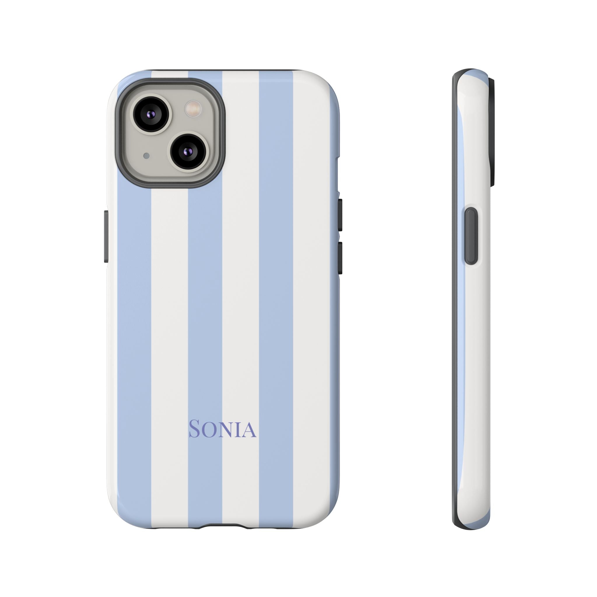 LIGHT BLUE STRIPES – Personalisierte Handyhülle mit Dual-Layer-Schutz