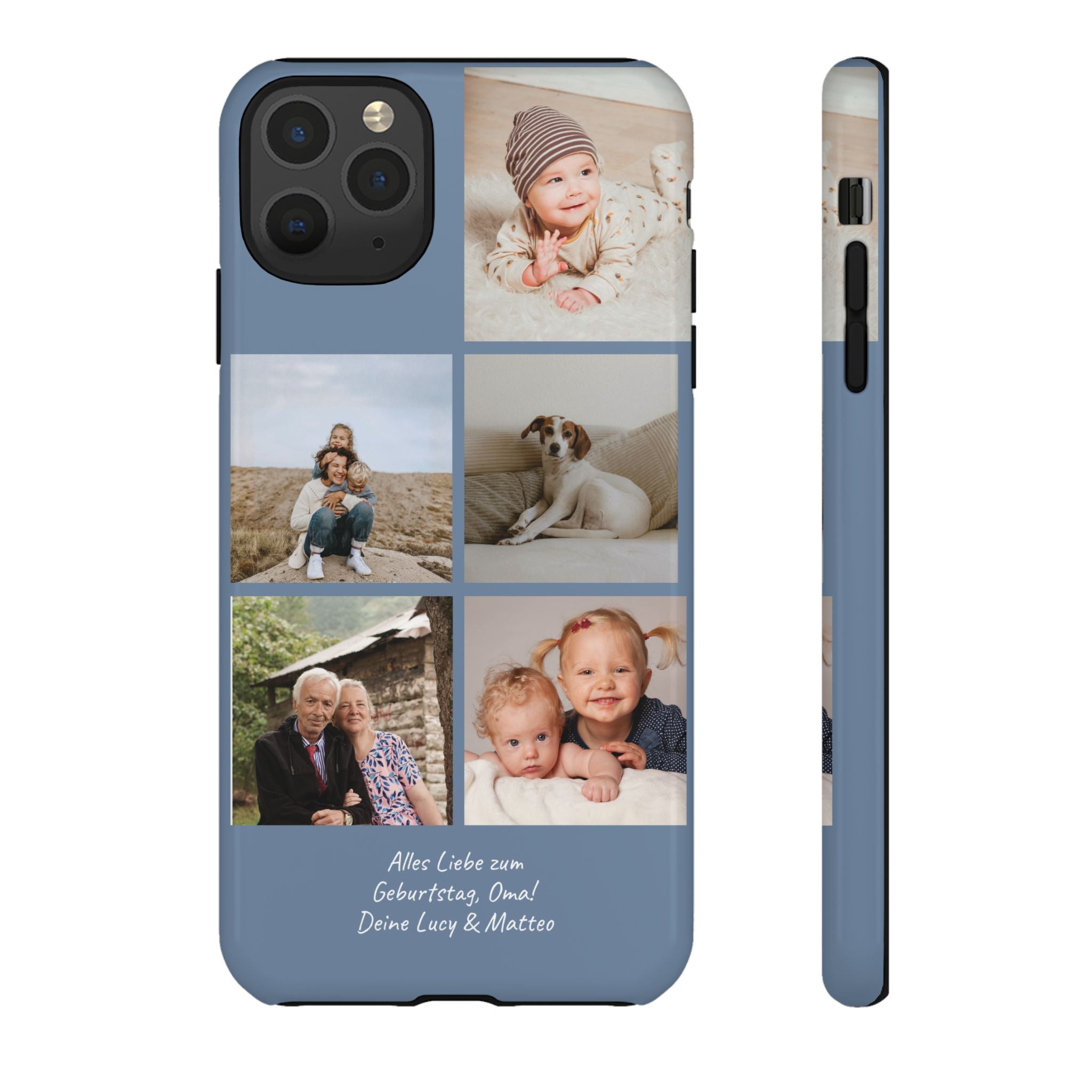 DUSTY BLUE COLLAGE – Personalisierte Foto Handyhülle mit Dual-Layer-Schutz