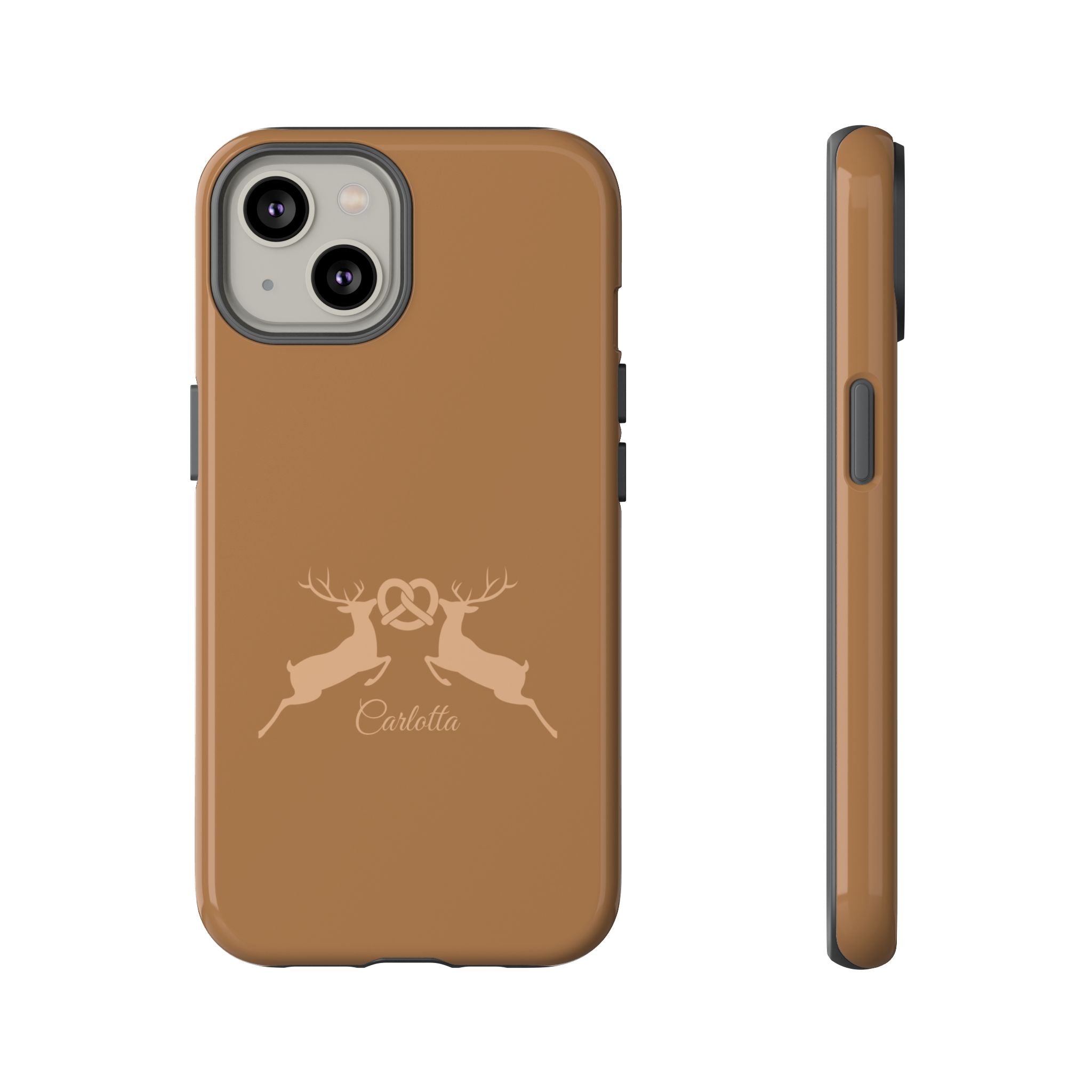 HIRSCH COGNAC– Personalisierte Handyhülle mit Dual-Layer-Schutz