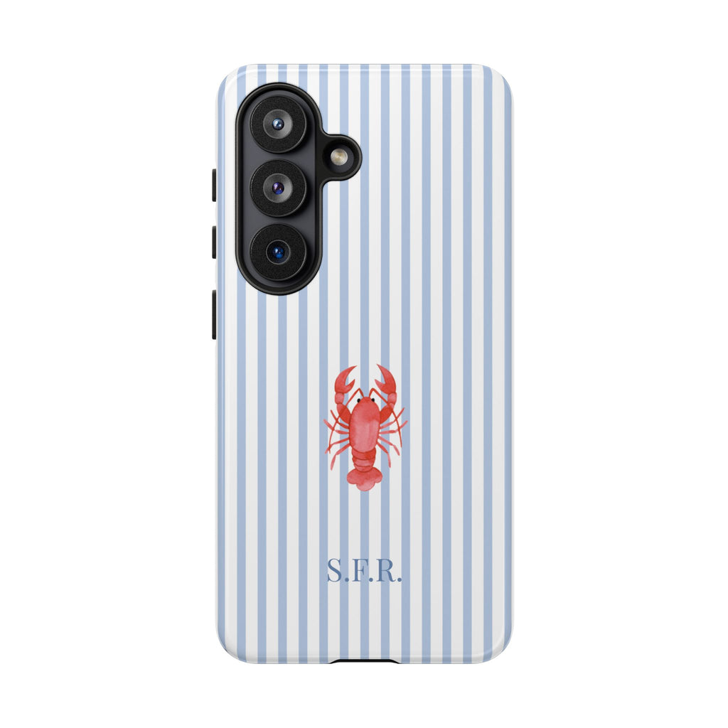 LOBSTER LIGHT BLUE STRIPES – Personalisierte Handyhülle mit Dual-Layer-Schutz