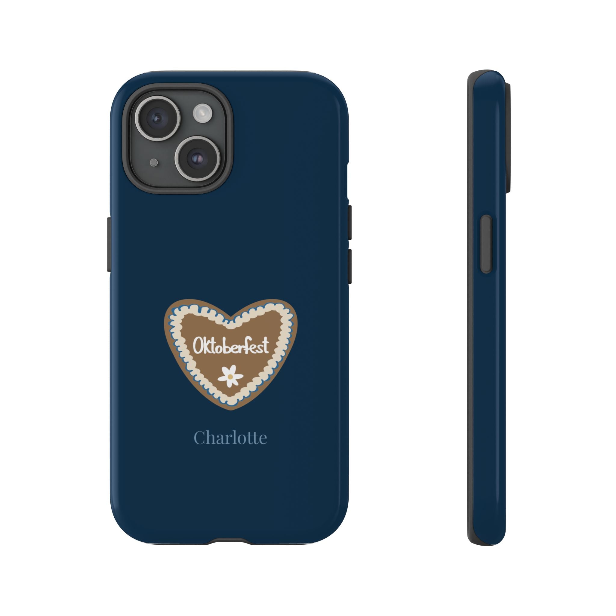 OKTOBERFEST HERZ NACHTBLAU – Personalisierte Handyhülle mit Dual-Layer-Schutz