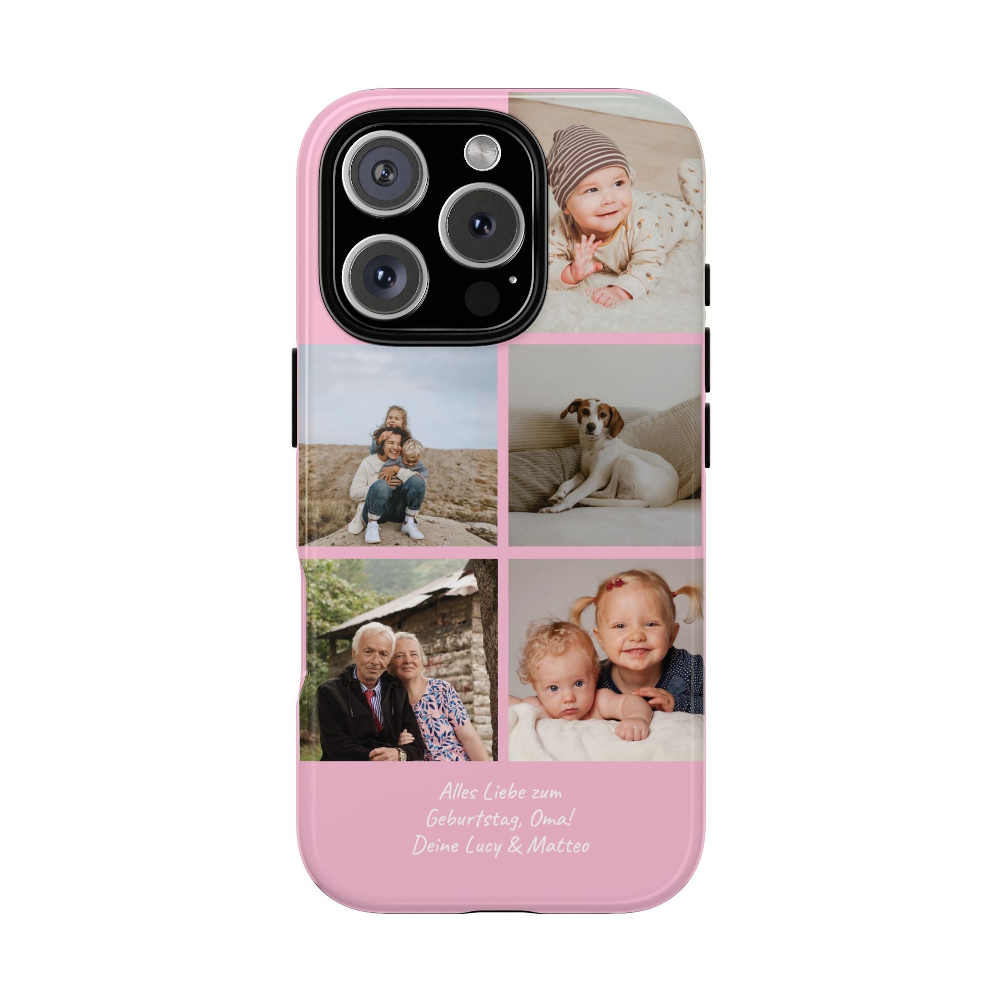 PINK PHOTO COLLAGE – Personalisierte Foto Handyhülle mit Dual-Layer-Schutz