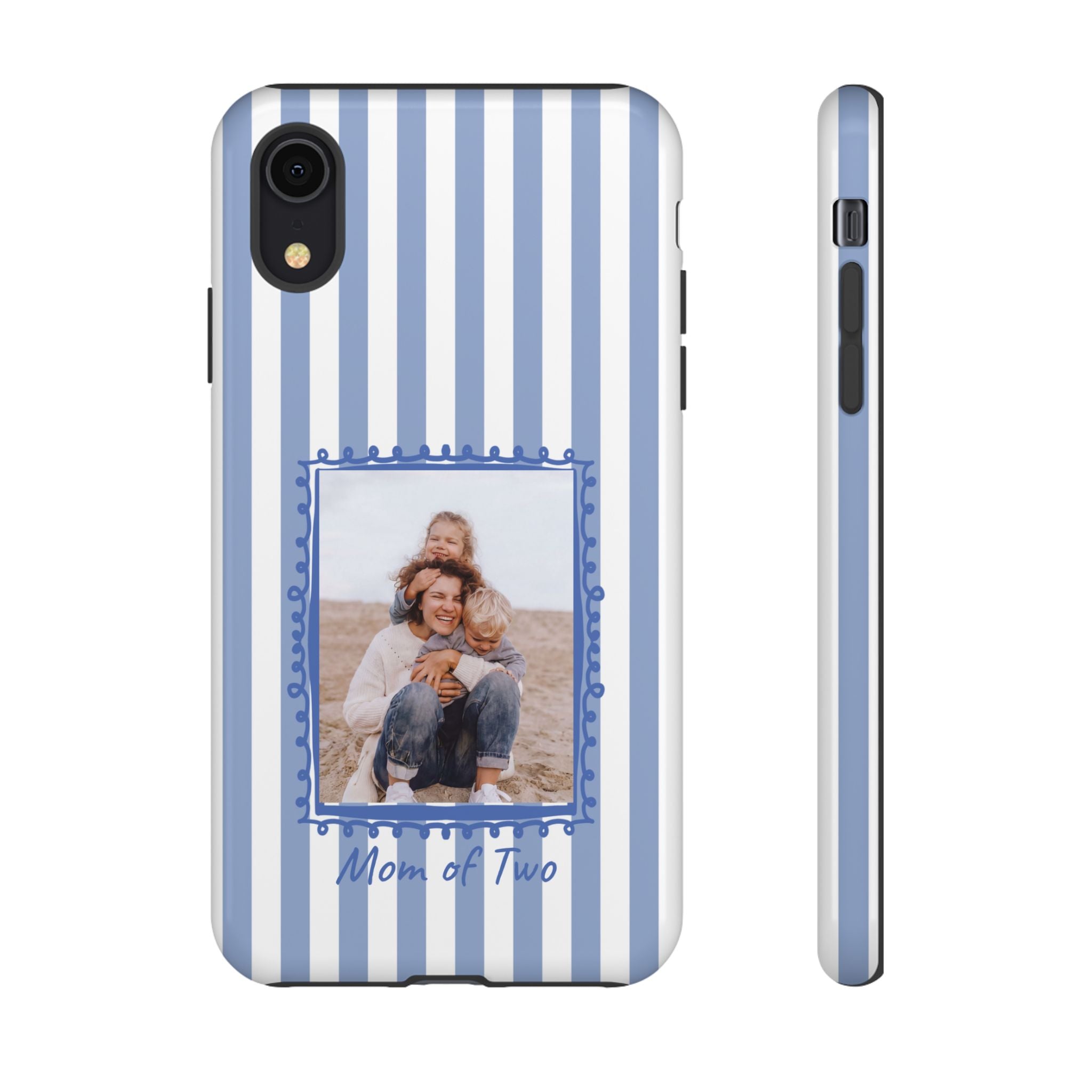 BLUE STRIPES PHOTO FRAME – Personalisierte Foto Handyhülle mit Dual-Layer-Schutz