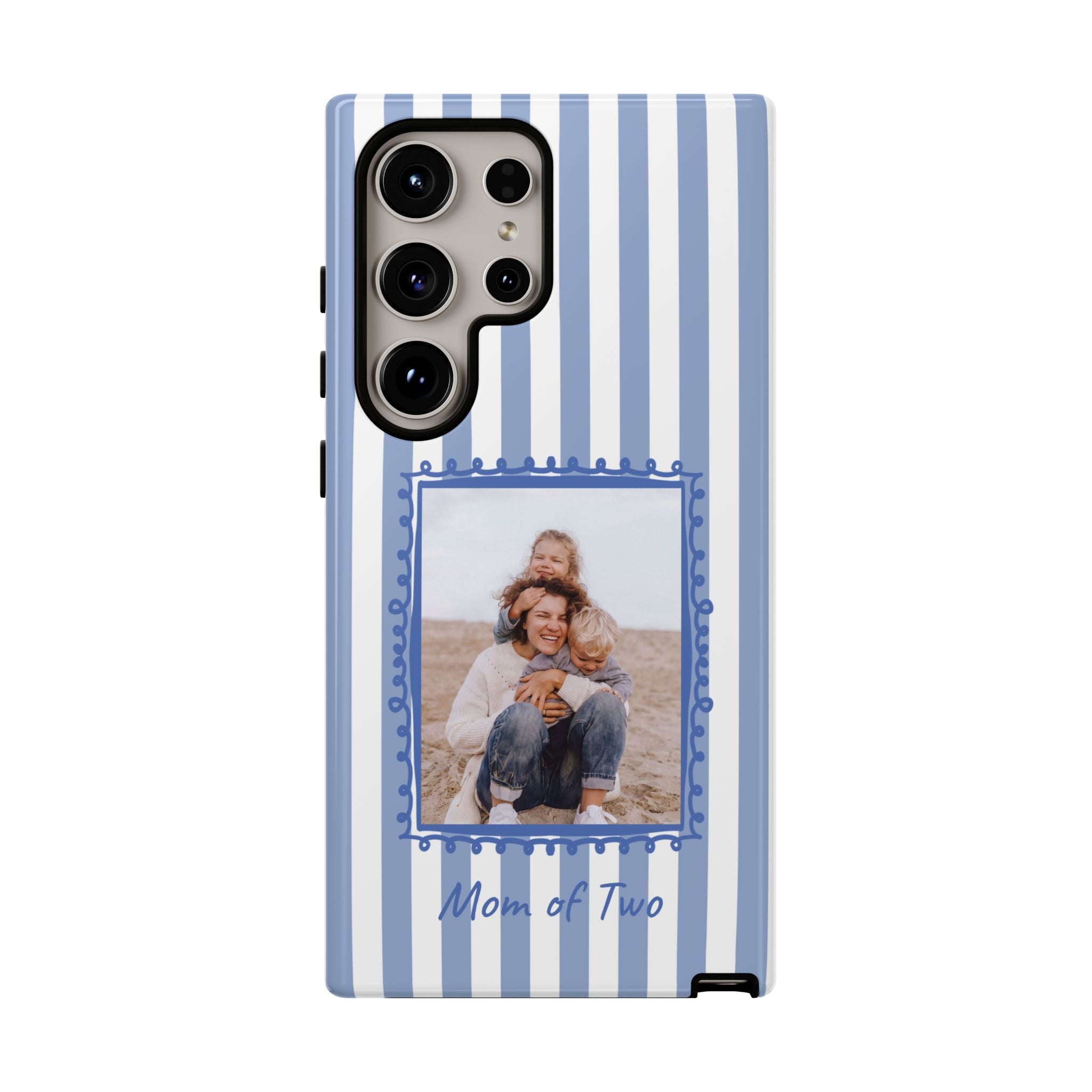 BLUE STRIPES PHOTO FRAME – Personalisierte Foto Handyhülle mit Dual-Layer-Schutz