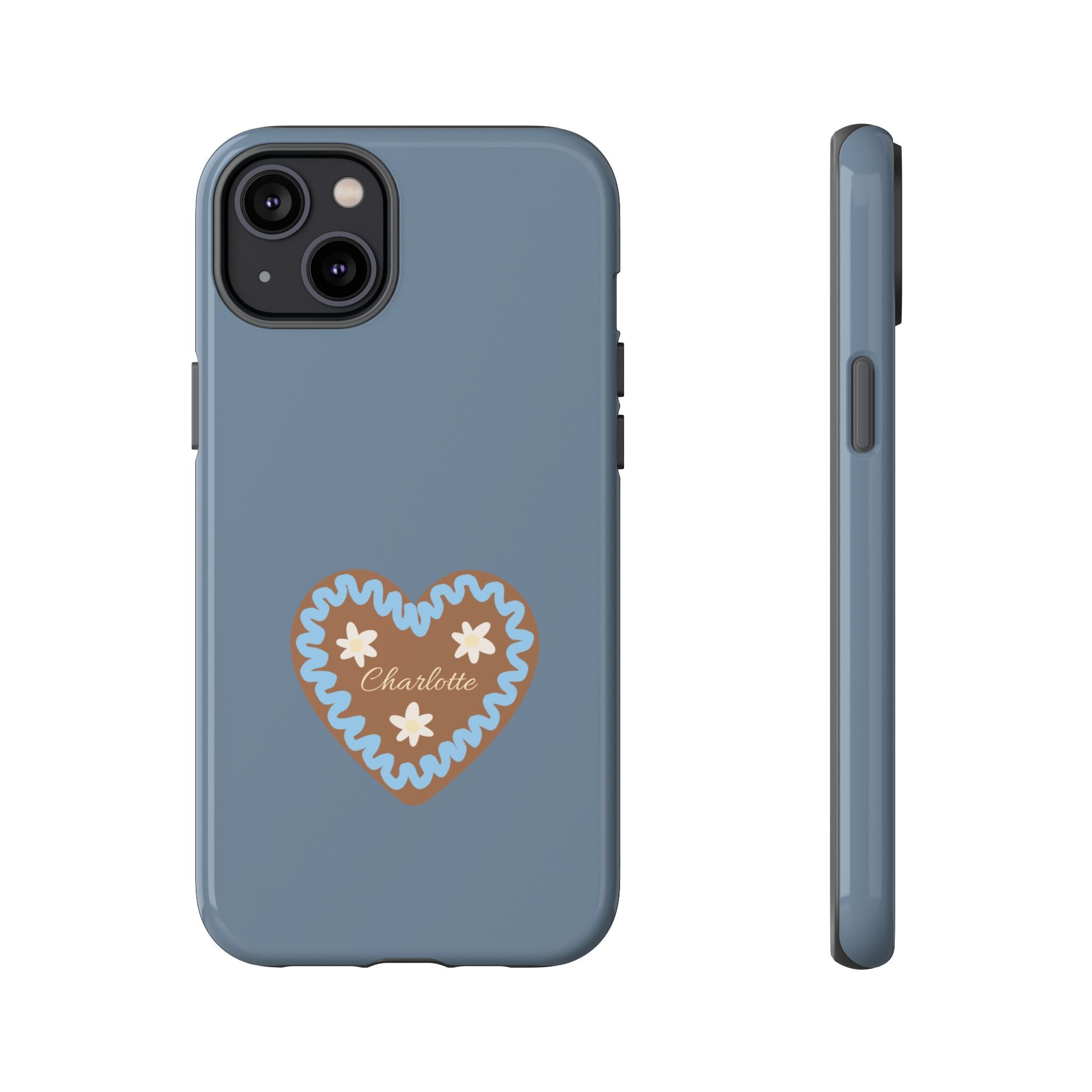WIESNHERZ TAUBENBLAU – Personalisierte Handyhülle mit Dual-Layer-Schutz