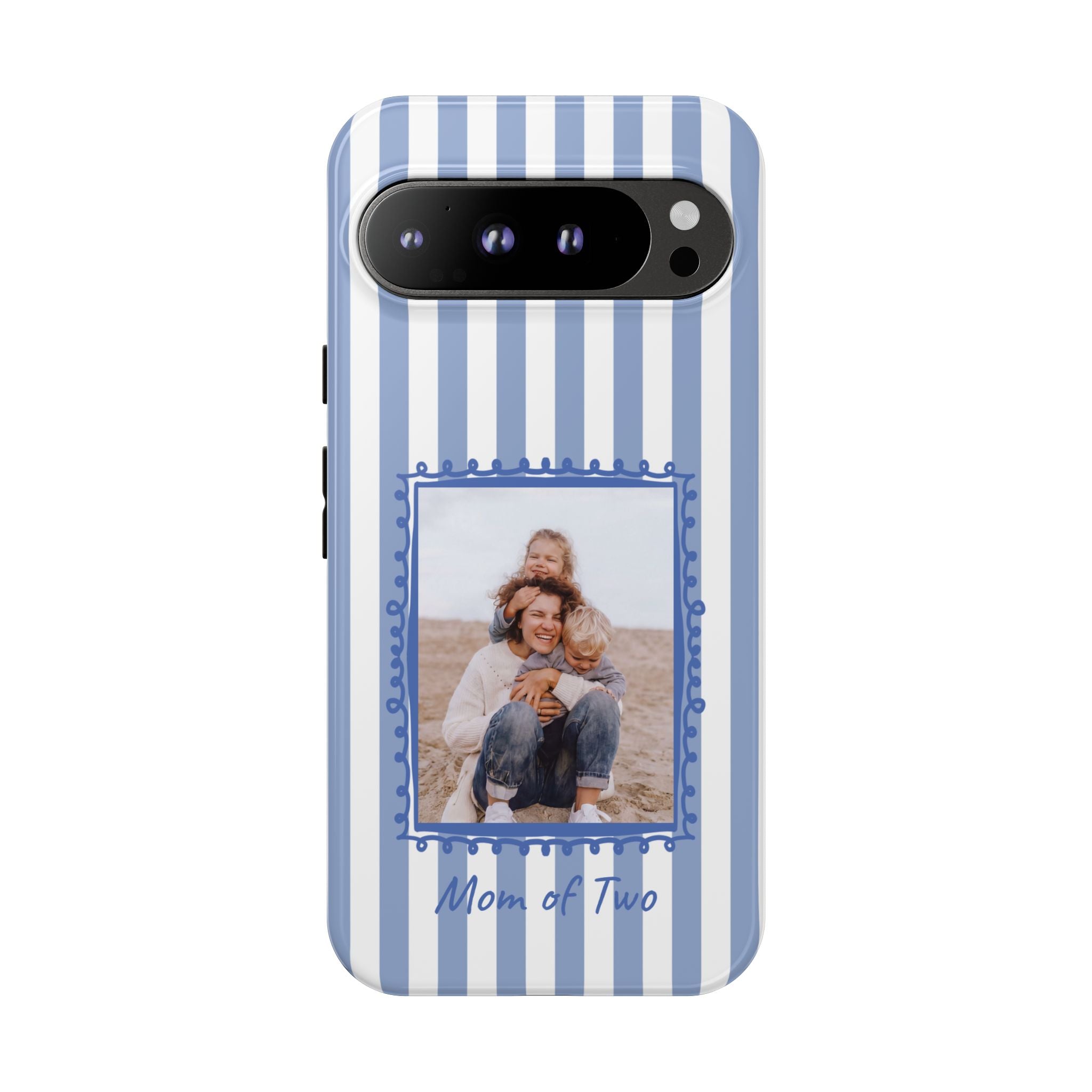 BLUE STRIPES PHOTO FRAME – Personalisierte Foto Handyhülle mit Dual-Layer-Schutz