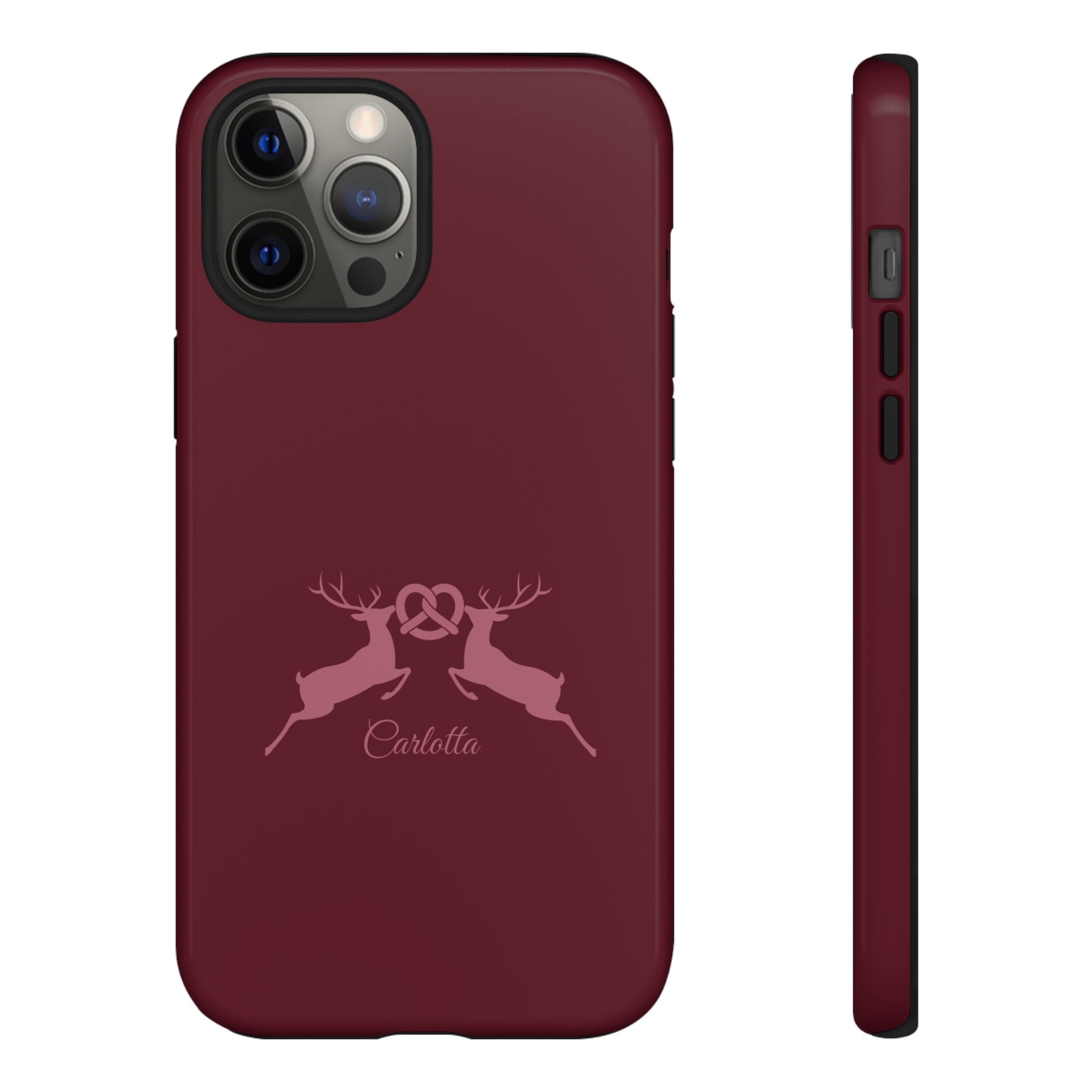 HIRSCH BORDEAUX – Personalisierte Handyhülle mit Dual-Layer-Schutz