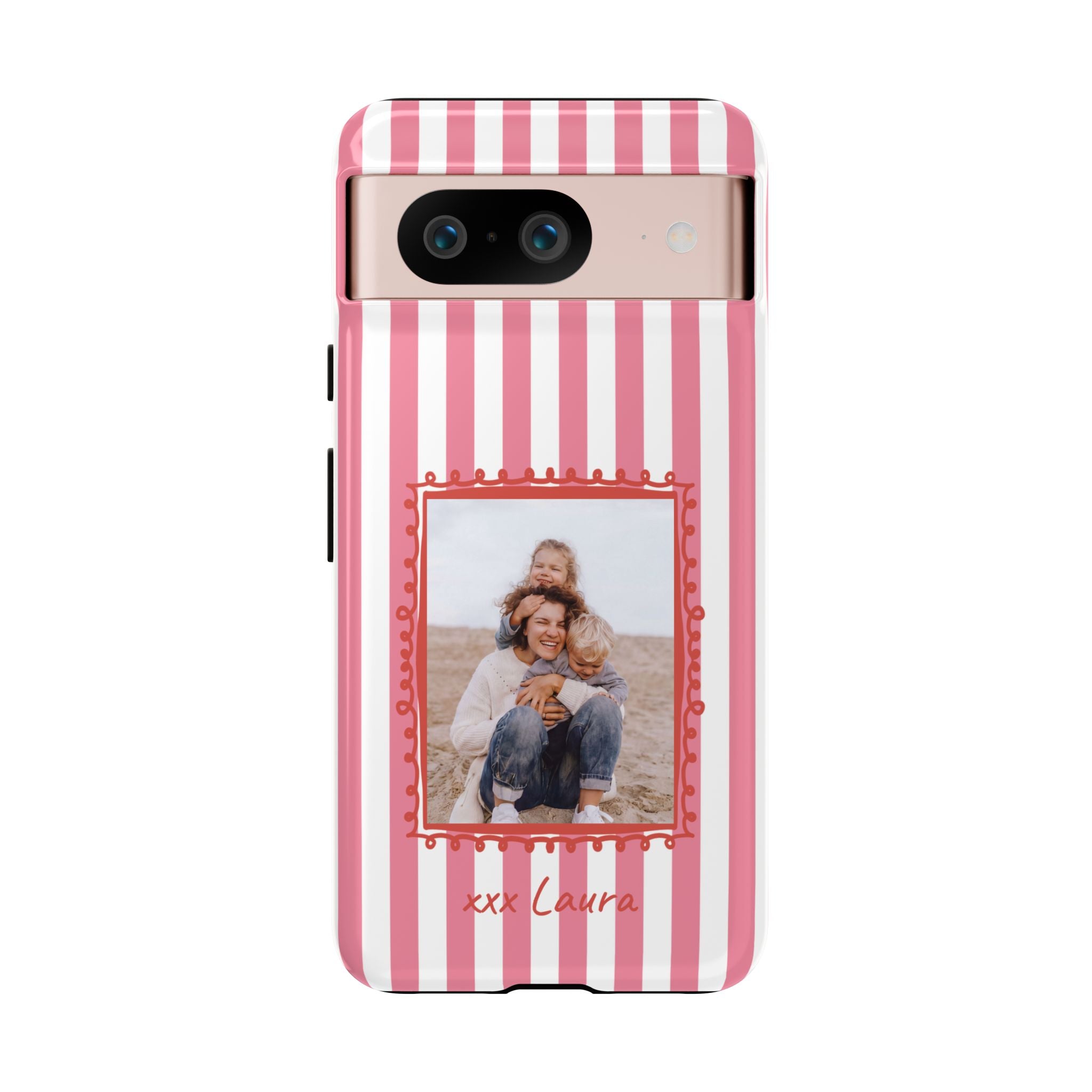 PINK STRIPES PHOTO FRAME – Personalisierte Foto Handyhülle mit Dual-Layer-Schutz